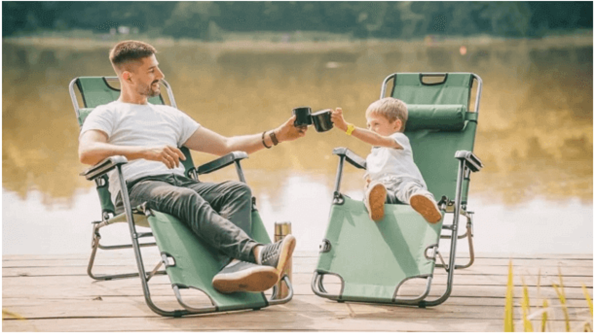 thumbnail image 2 of REDCAMP 2-in-1 Folding Camp Chair With Removable Footrest - Reclining Mesh Chair With Cup Holder & Side Pocket 2 of 12