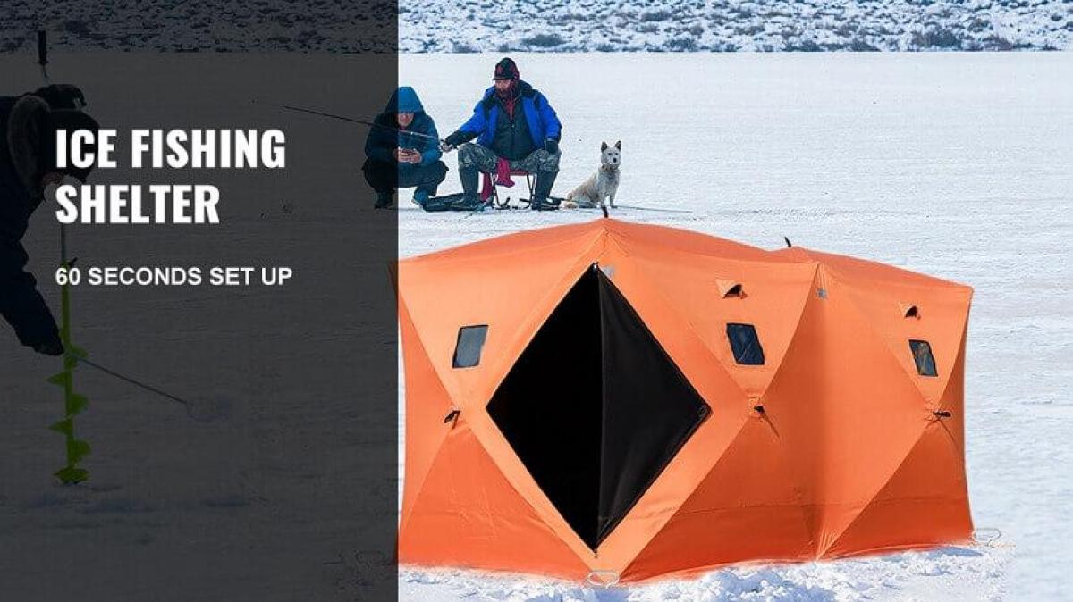 Tenda Da Pesca Sul Ghiaccio VEVOR: 1,8x1,8x2 M, Per 3-4 Persone, Termica, Pop-up, Con Ancore E Borsa