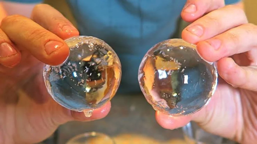 Two Clear Ice Balls For Drinks