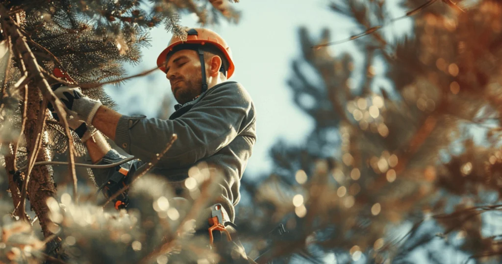 Pruning pine tree