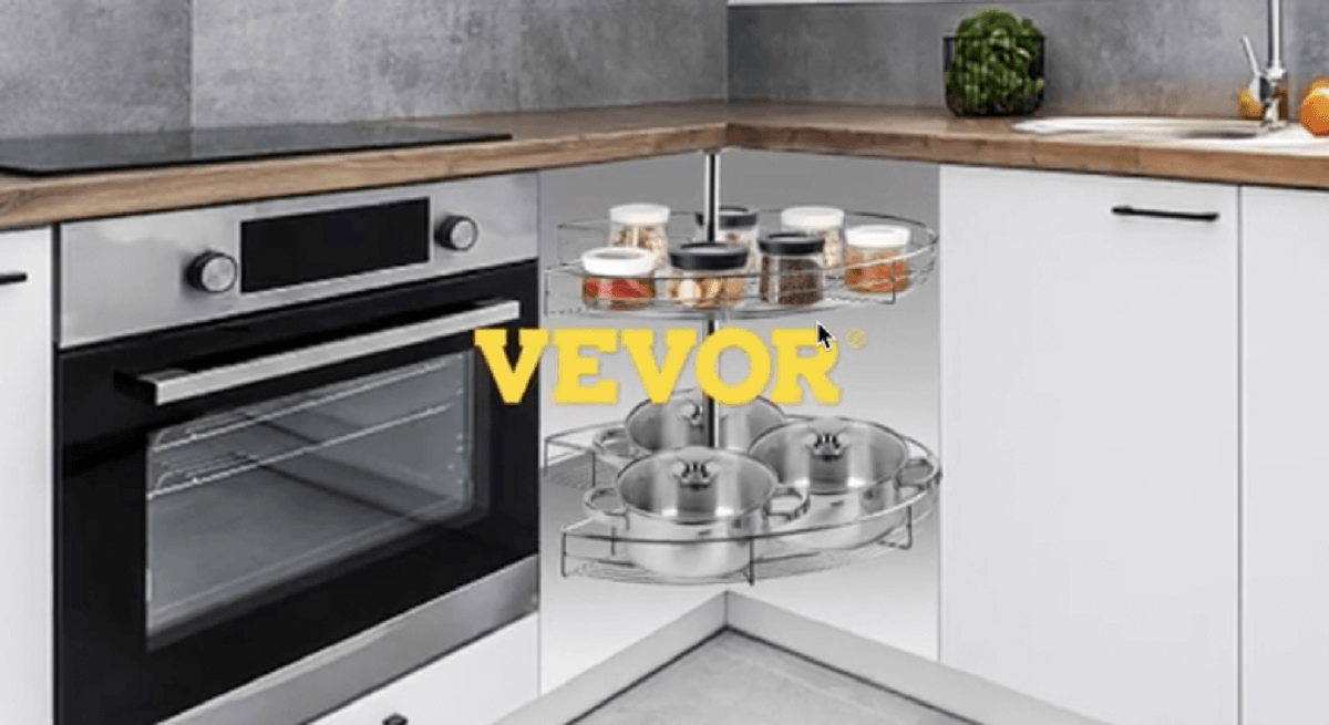 Lazy Susan Giradischi Per Armadio Angolare 50 Cm – Organizer Cucina A Due Ripiani Girevoli Con Altezza Regolabile - 3