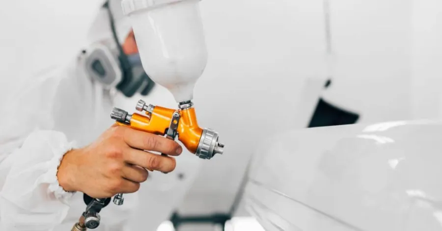 Spray painting a car
