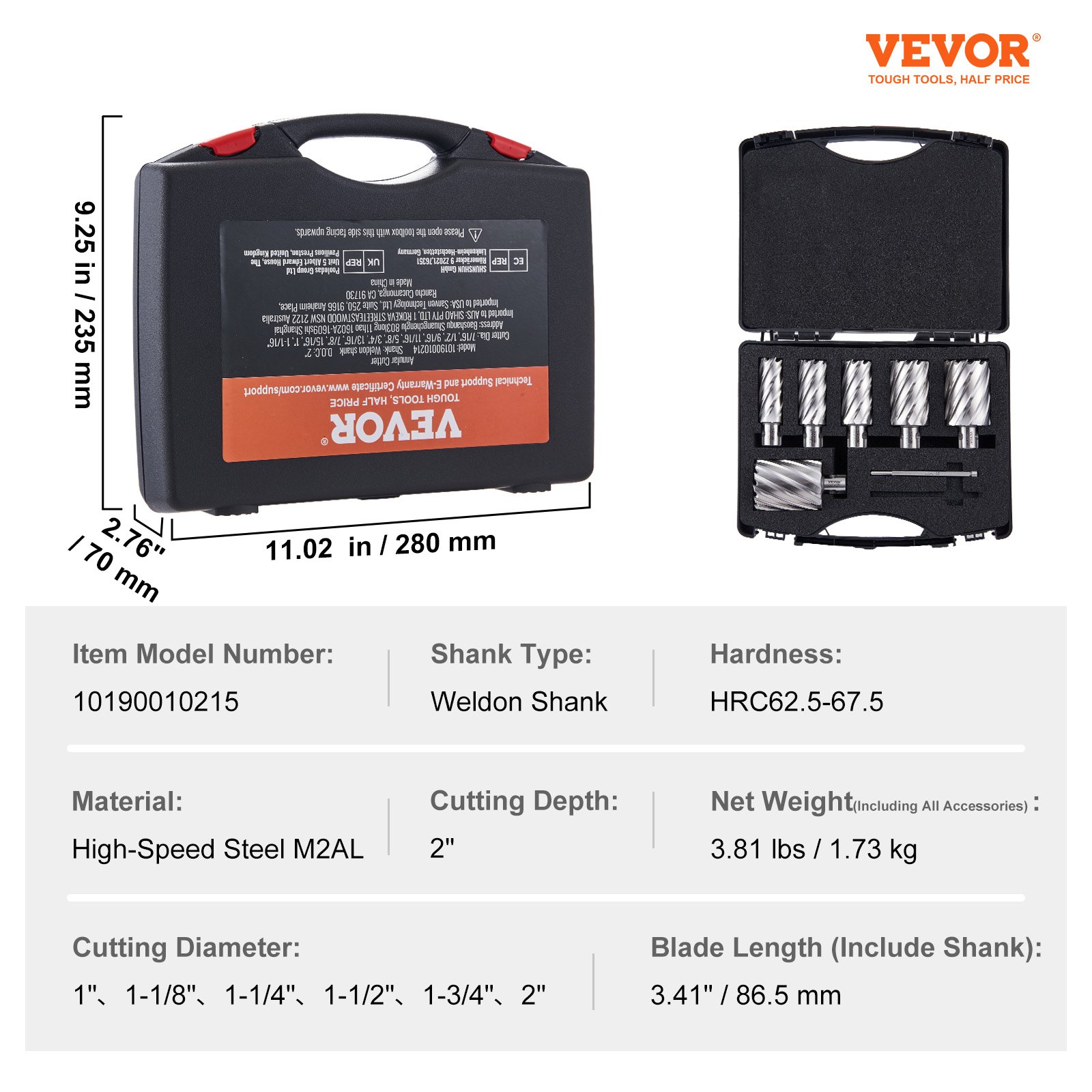 VEVOR Annular Cutter Set, 6 pcs Manual - Image 7
