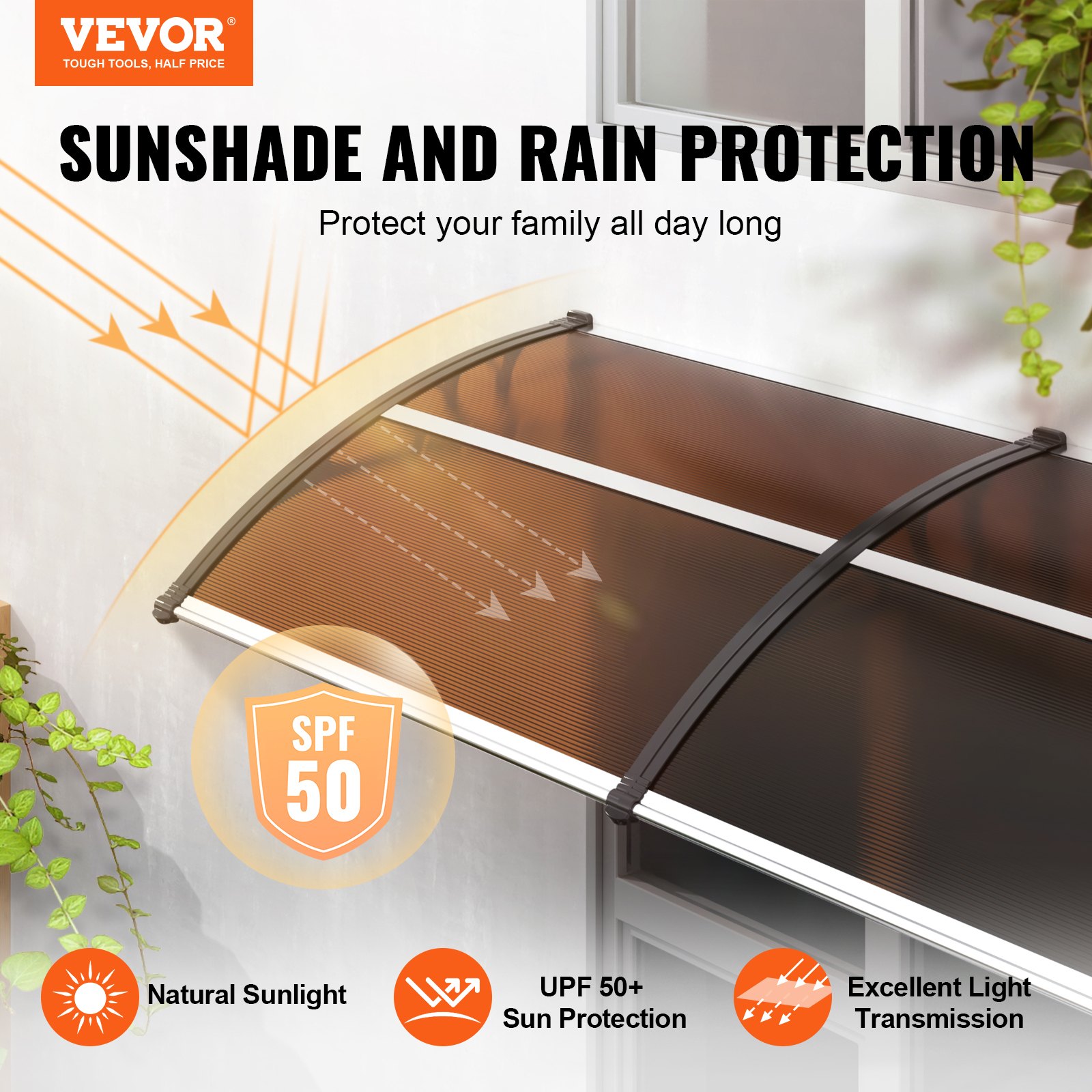 VEVOR Window Door Awning Canopy 40" x 40", UPF 50+ Manual - Image 2