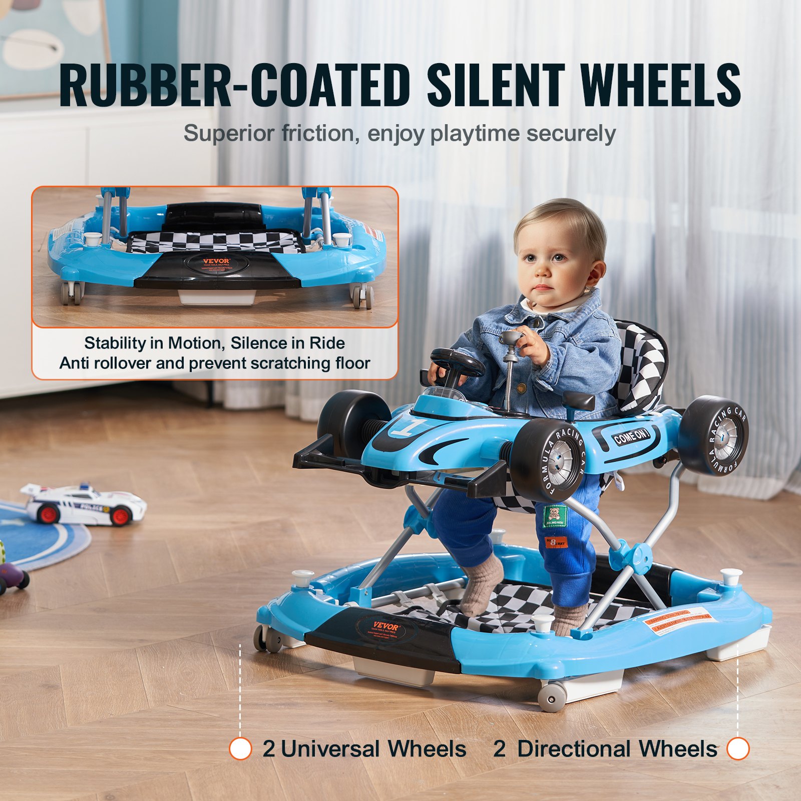 VEVOR 4-in-1 Baby Walker, Foldable with Wheels Manual - Image 3