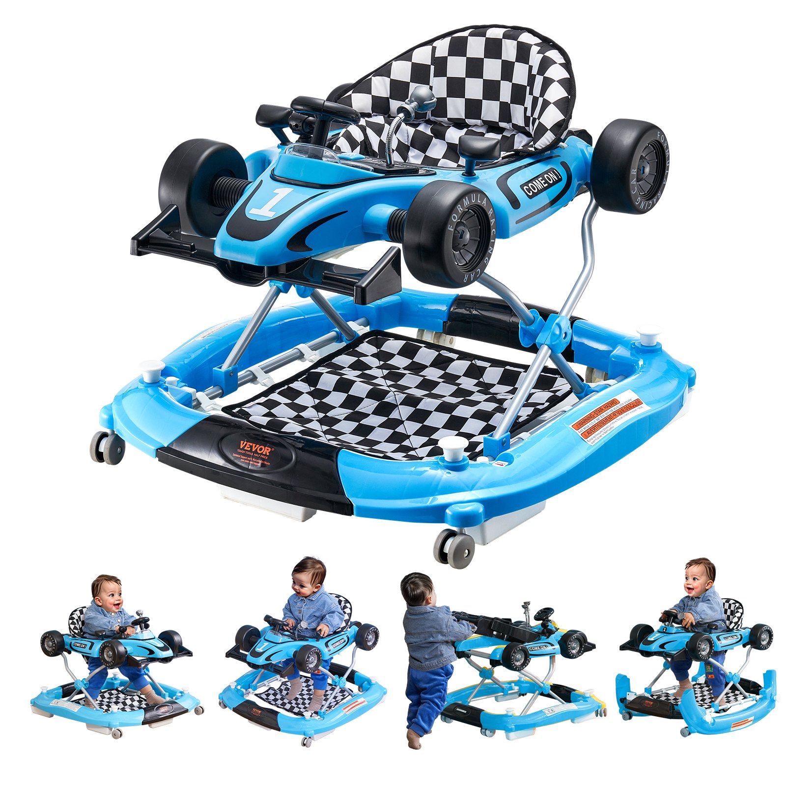 VEVOR 4-in-1 Baby Walker, Foldable with Wheels Manual