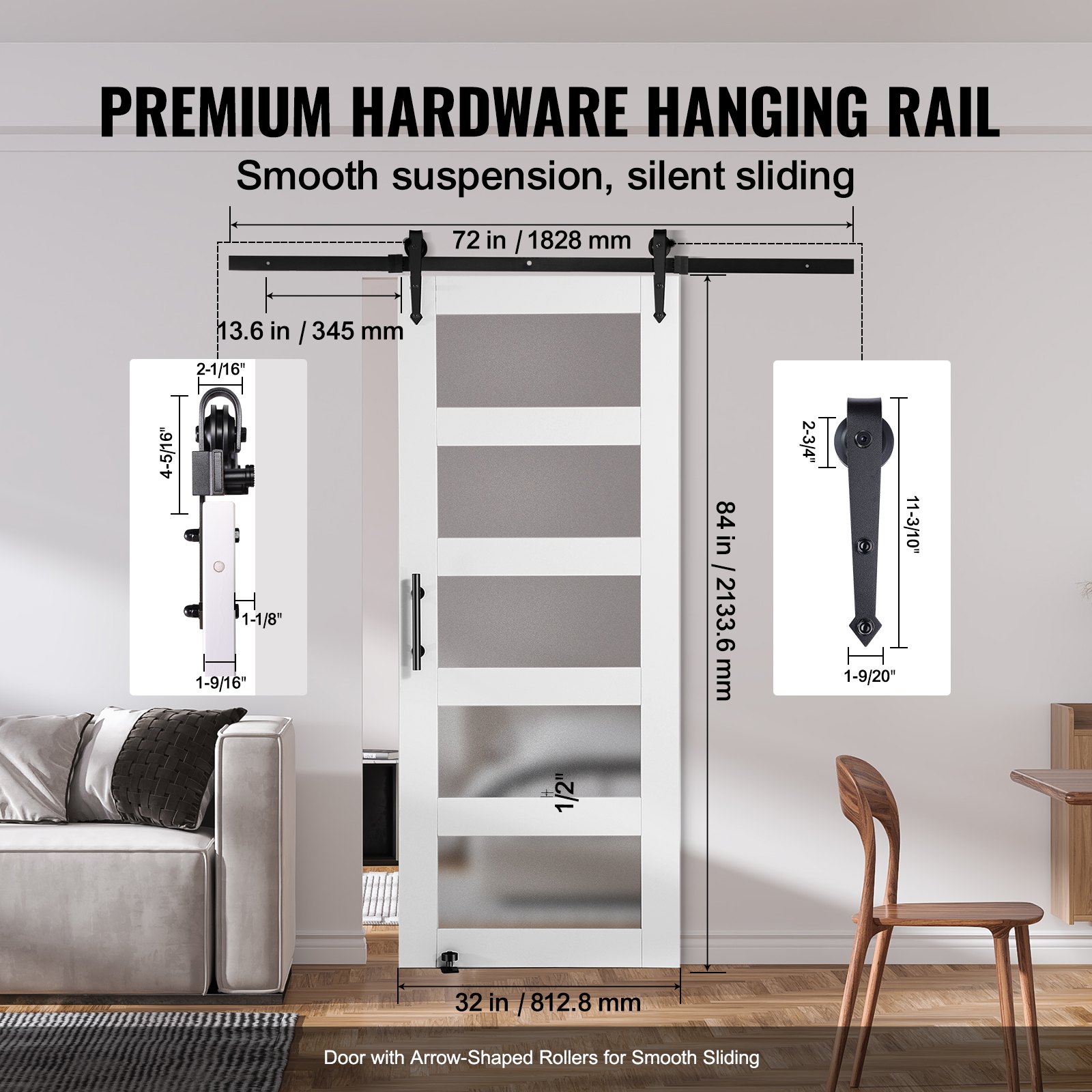 VEVOR Barn Door and Hardware Kit, 30" x 84" Manual - Image 4