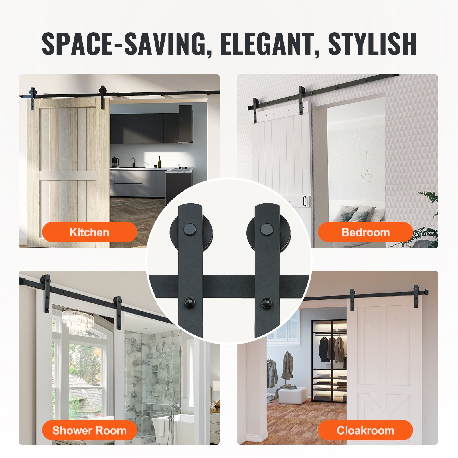 VEVOR 8FT Sliding Barn Door Hardware Kit, 330LBS Manual - Image 6