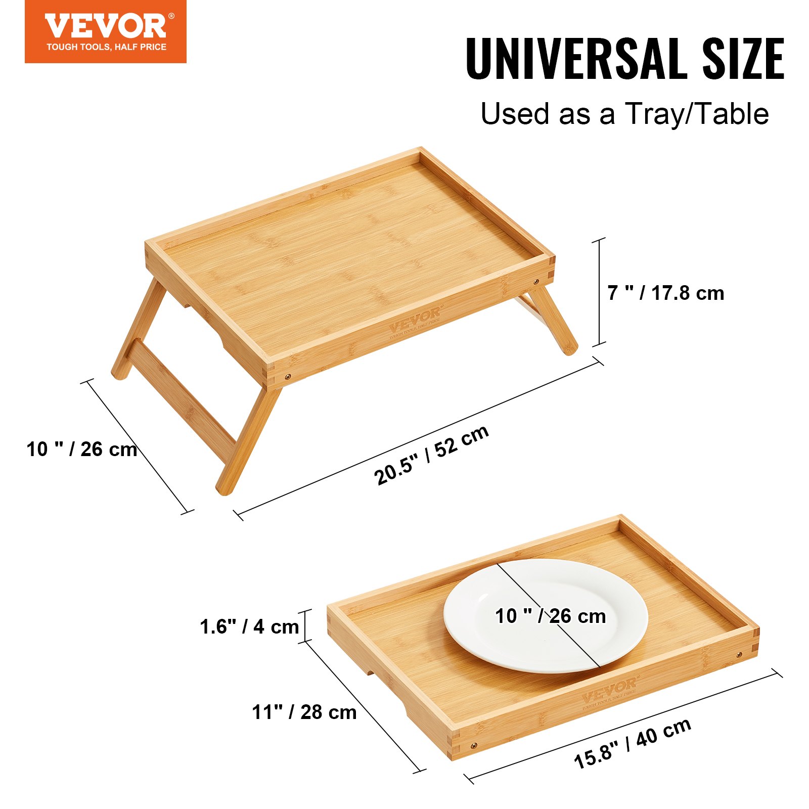 VEVOR 2-Pack Bed Tray Table with Foldable Legs Manual - Image 2