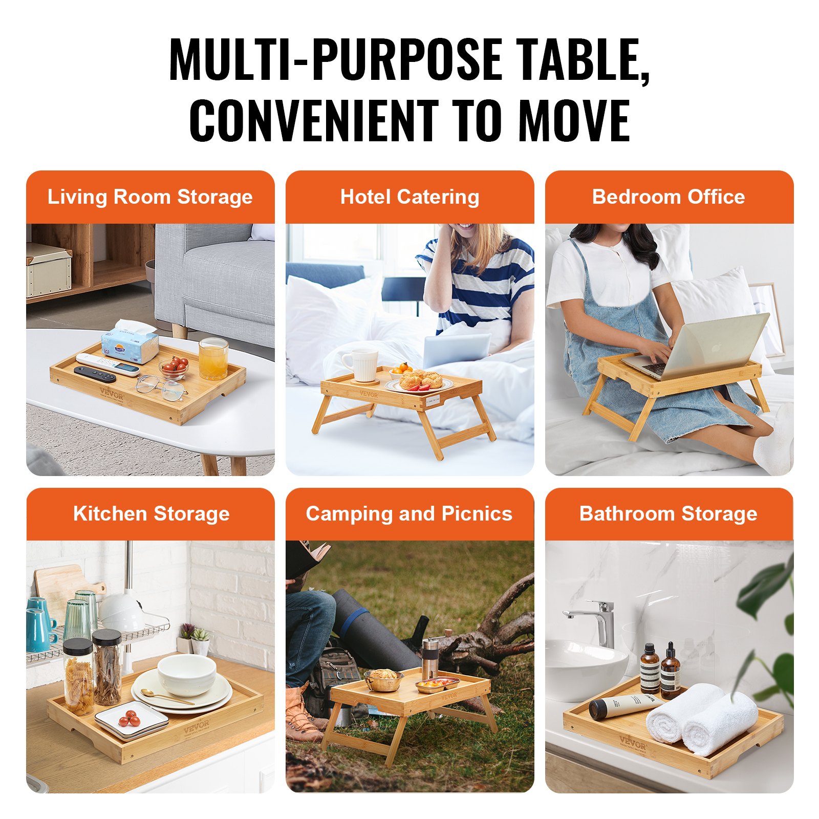 VEVOR 2-Pack Bed Tray Table with Foldable Legs Manual - Image 6