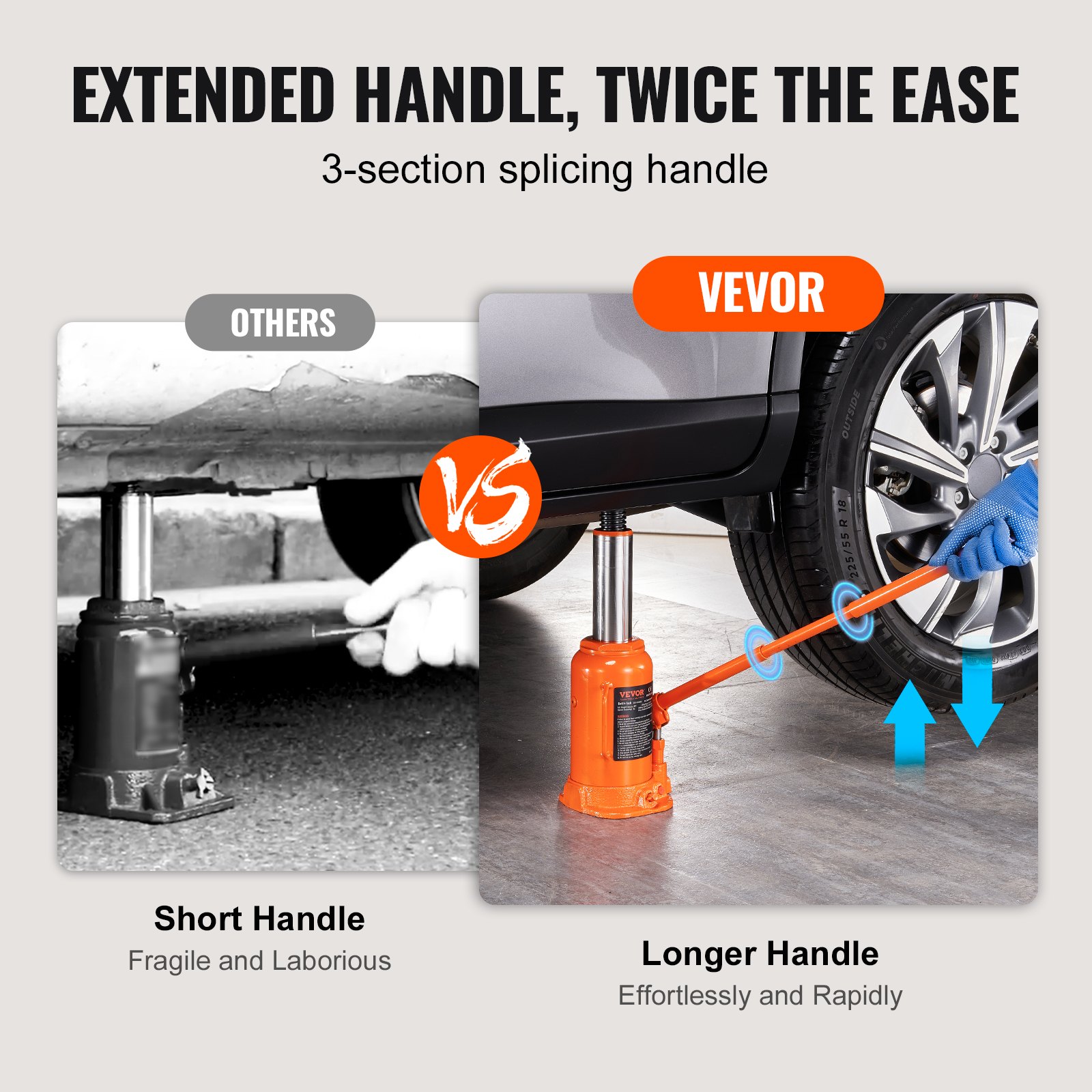 VEVOR Hydraulic Bottle Jack, 20 Ton/44092 LBS Manual - Image 5