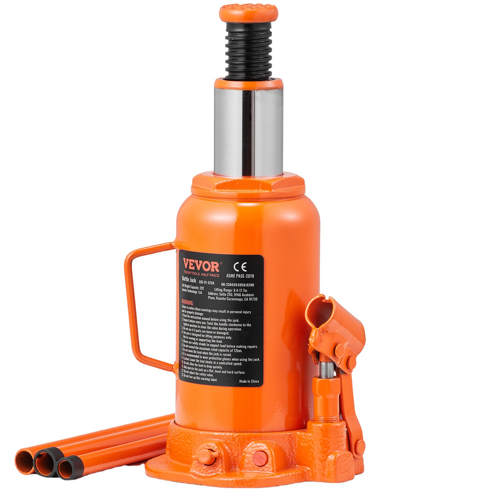 VEVOR Hydraulic Bottle Jack, 20 Ton/44092 LBS Manual