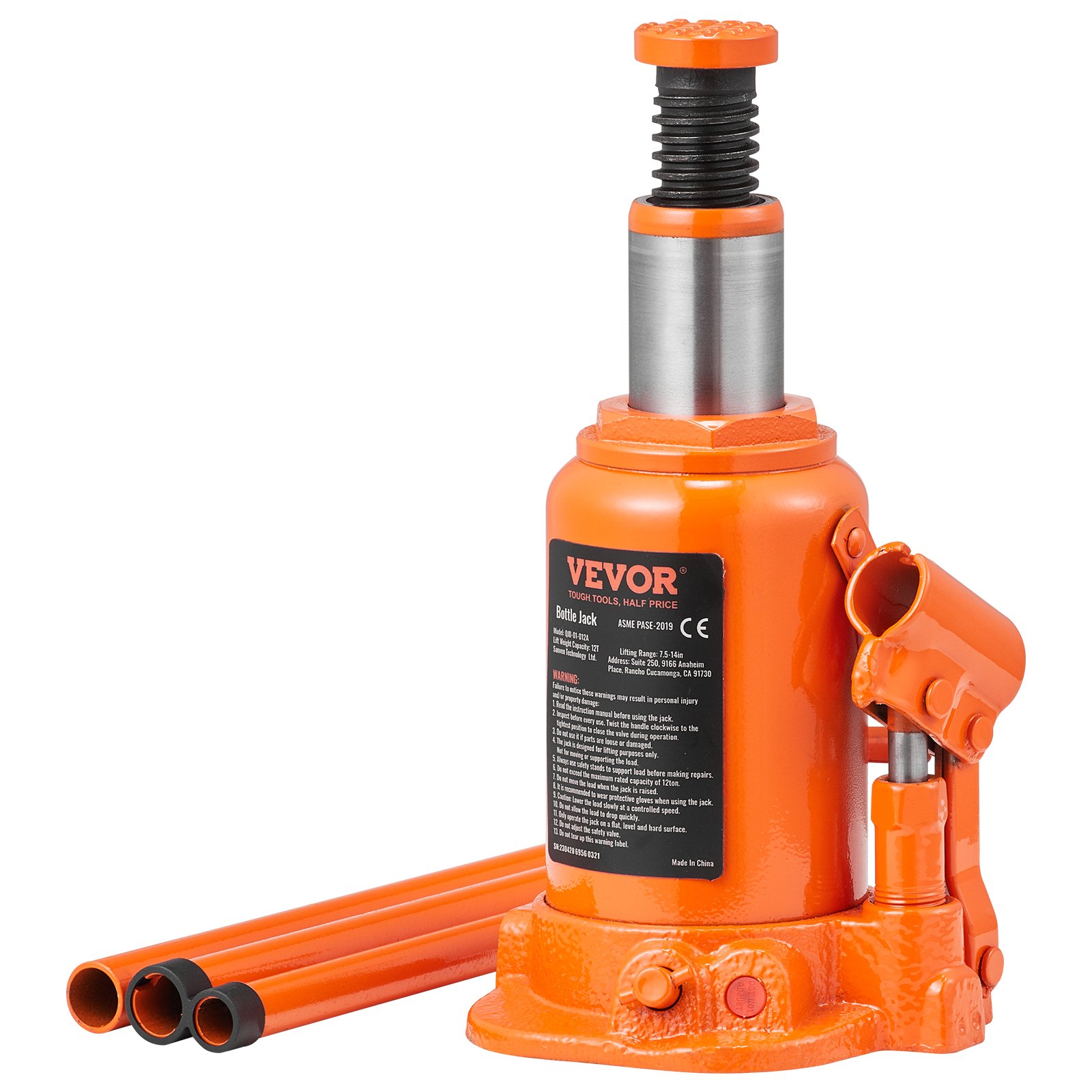 VEVOR Hydraulic Bottle Jack, 12 Ton/24000, LBS Manual
