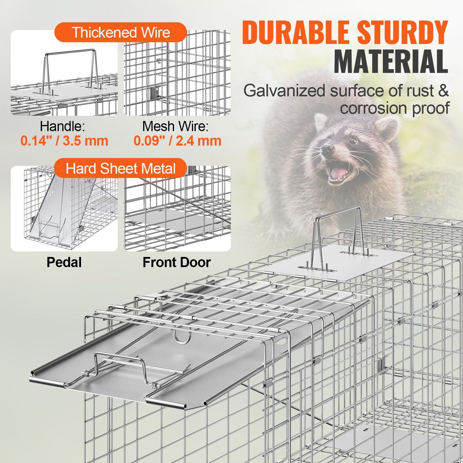 VEVOR Live Animal Cage Trap, 31" x 10" x 12" Manual - Image 4