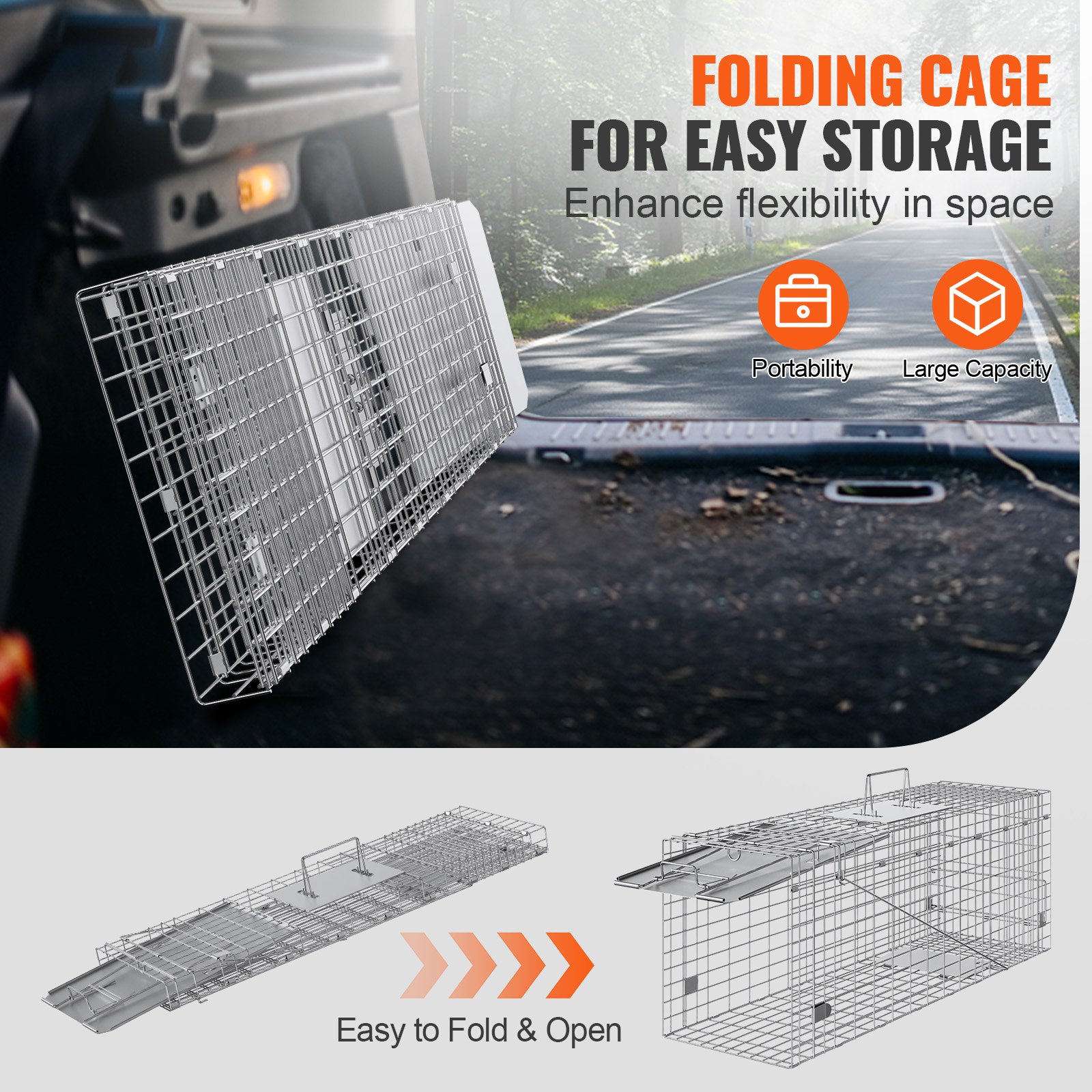 VEVOR Live Animal Cage Trap, 31" x 10" x 12" Manual - Image 6