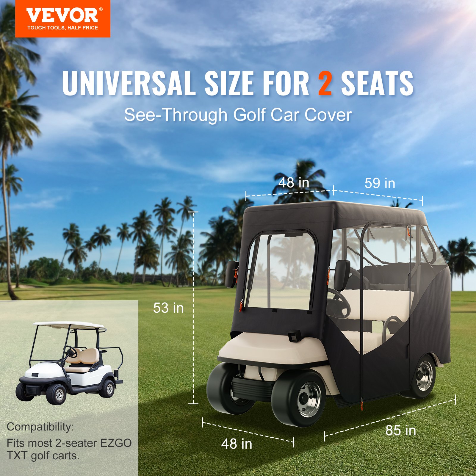 VEVOR Golf Cart Enclosure Manual, 600D 2 Passenger