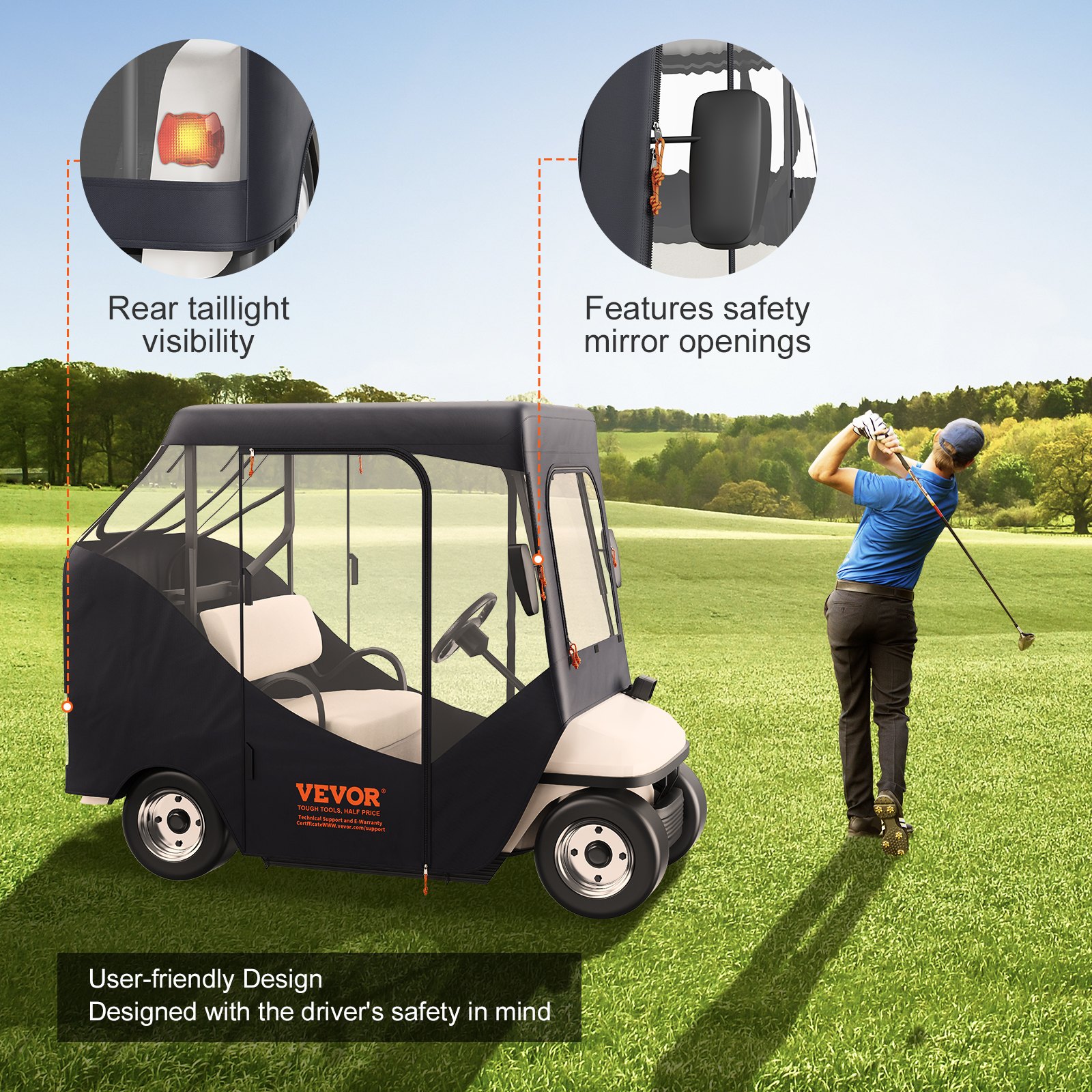 VEVOR Golf Cart Enclosure Manual, 600D 2 Passenger