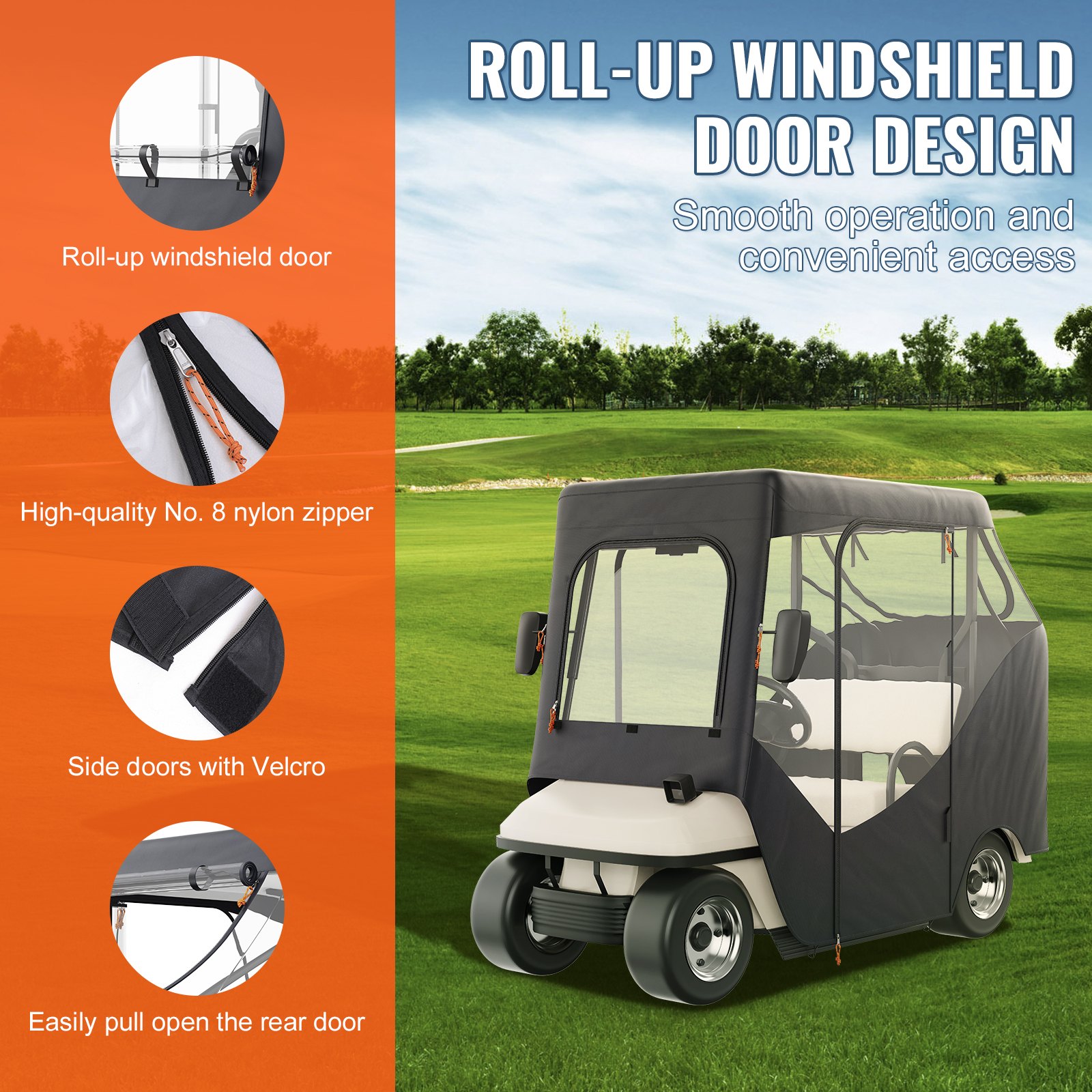 VEVOR Golf Cart Enclosure, 600D 2 Passenger Club Car Covers Manual - Image 5