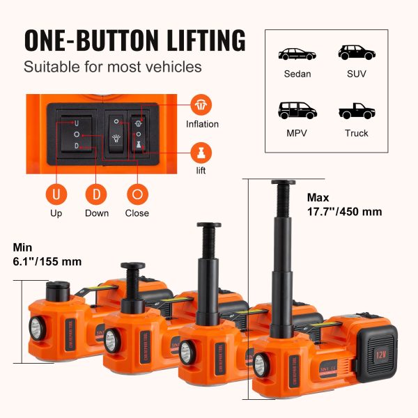 3T Cric losange voiture Levage électrique ciseaux Jack Automobile Tracteur d'urgence avec Clé à