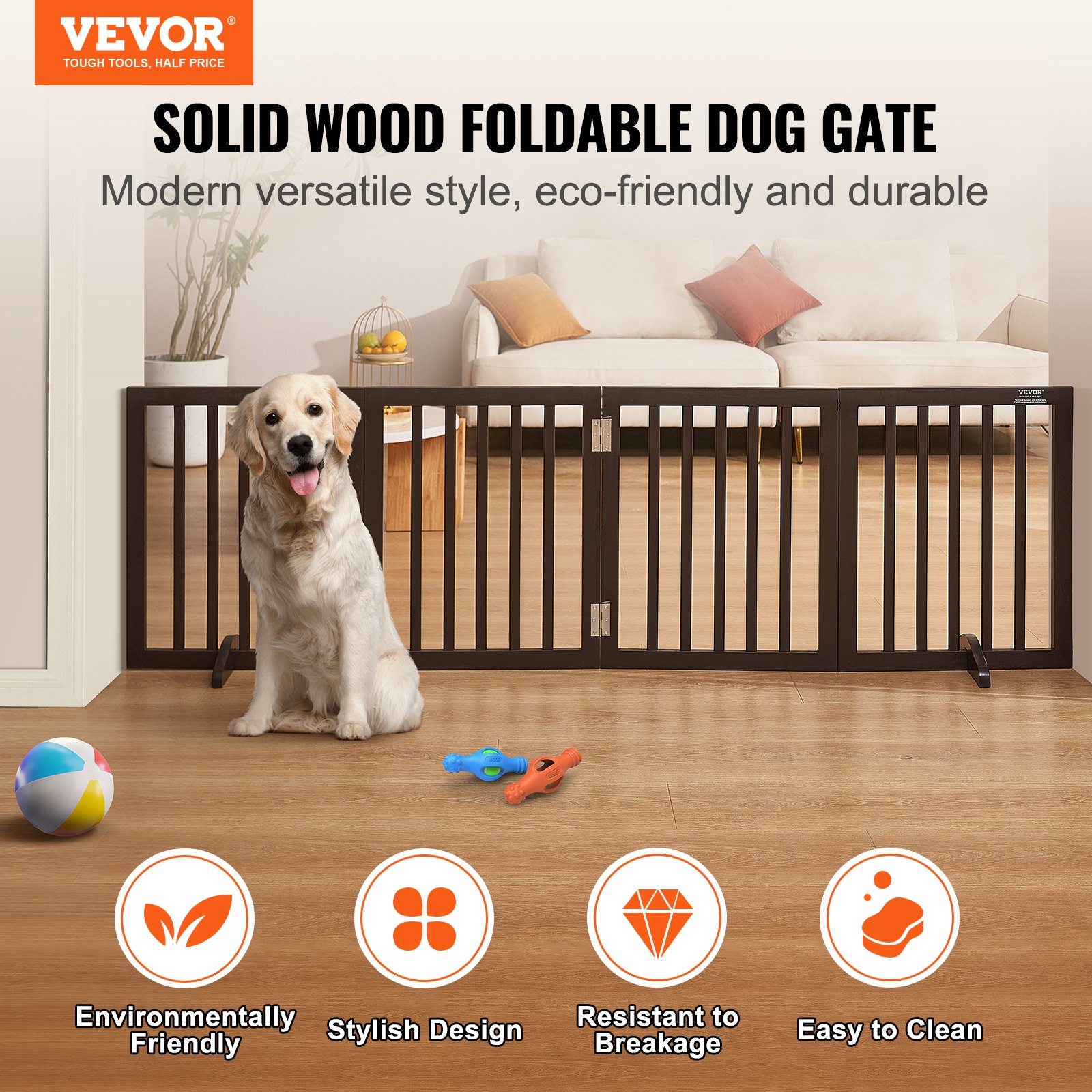 VEVOR Free Standing Dog Gate, 24" H x 80.3" W Freestanding Pet Gate Manual - Image 2