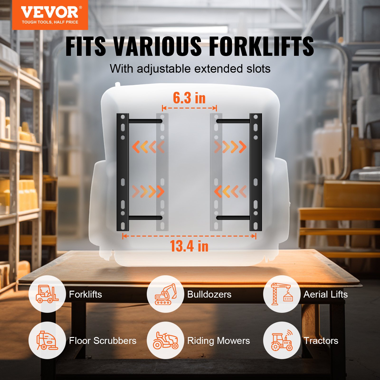 VEVOR Universal Forklift Seat, Fold Down Tractor Seat Manual - Image 2