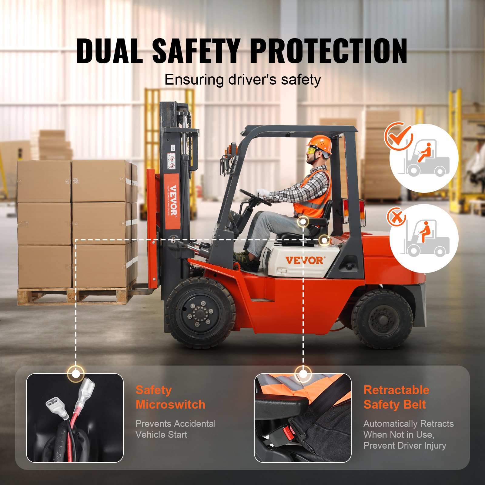 VEVOR Universal Forklift Seat, Fold Down Tractor Seat Manual - Image 4