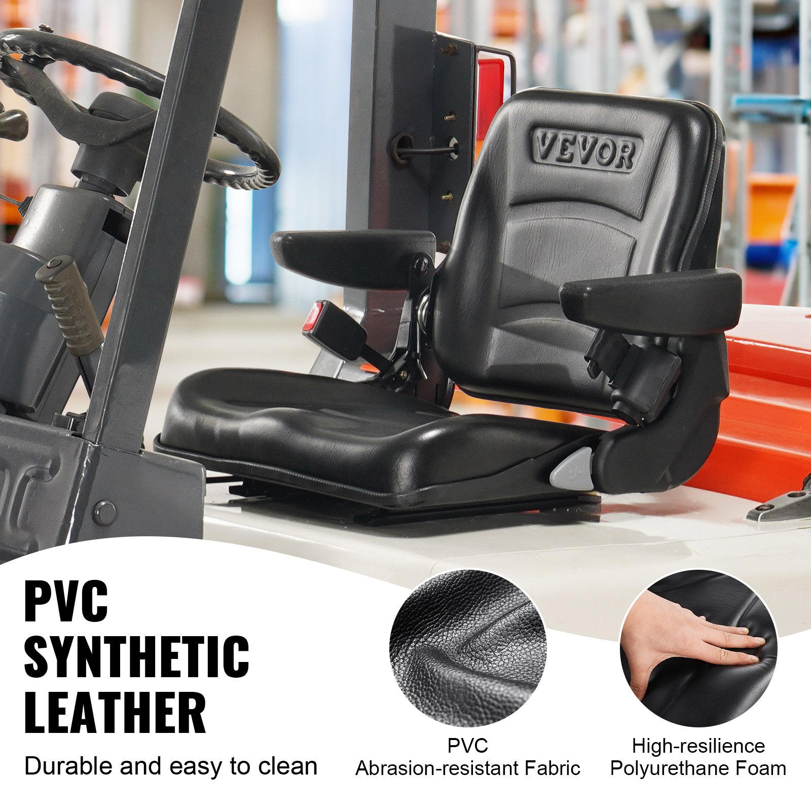 VEVOR Universal Forklift Seat, Fold Down Tractor Seat Manual - Image 5