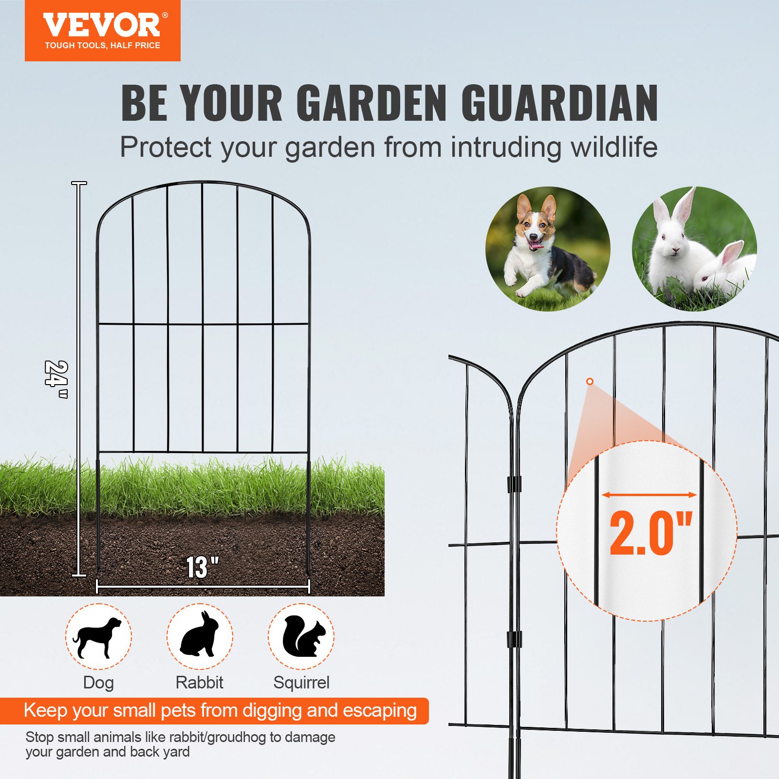 VEVOR Garden Fence, No Dig Fence 24in(H) x30ft(L) Manual - Image 2