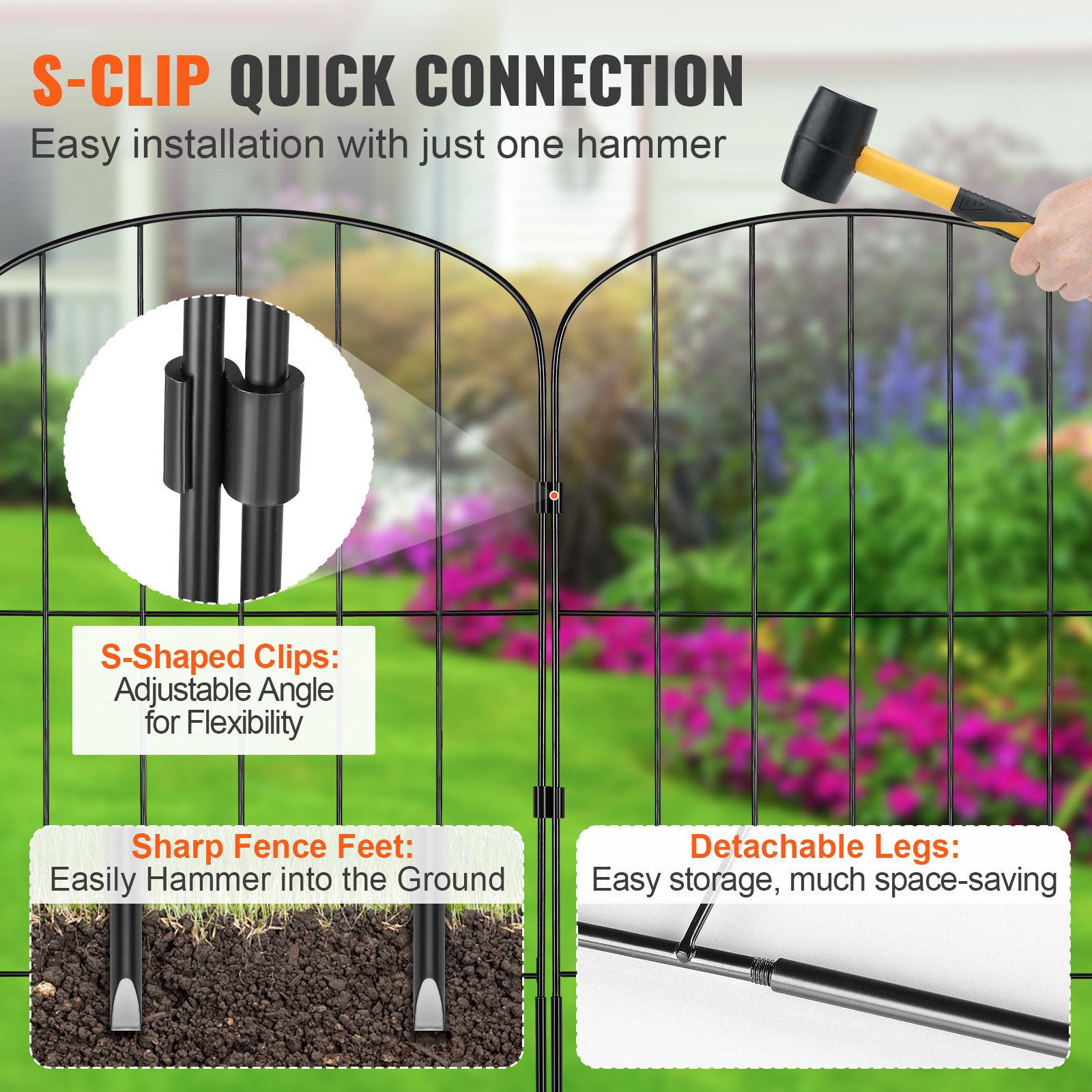 VEVOR Garden Fence, No Dig Fence 24in(H) x30ft(L) Manual - Image 5
