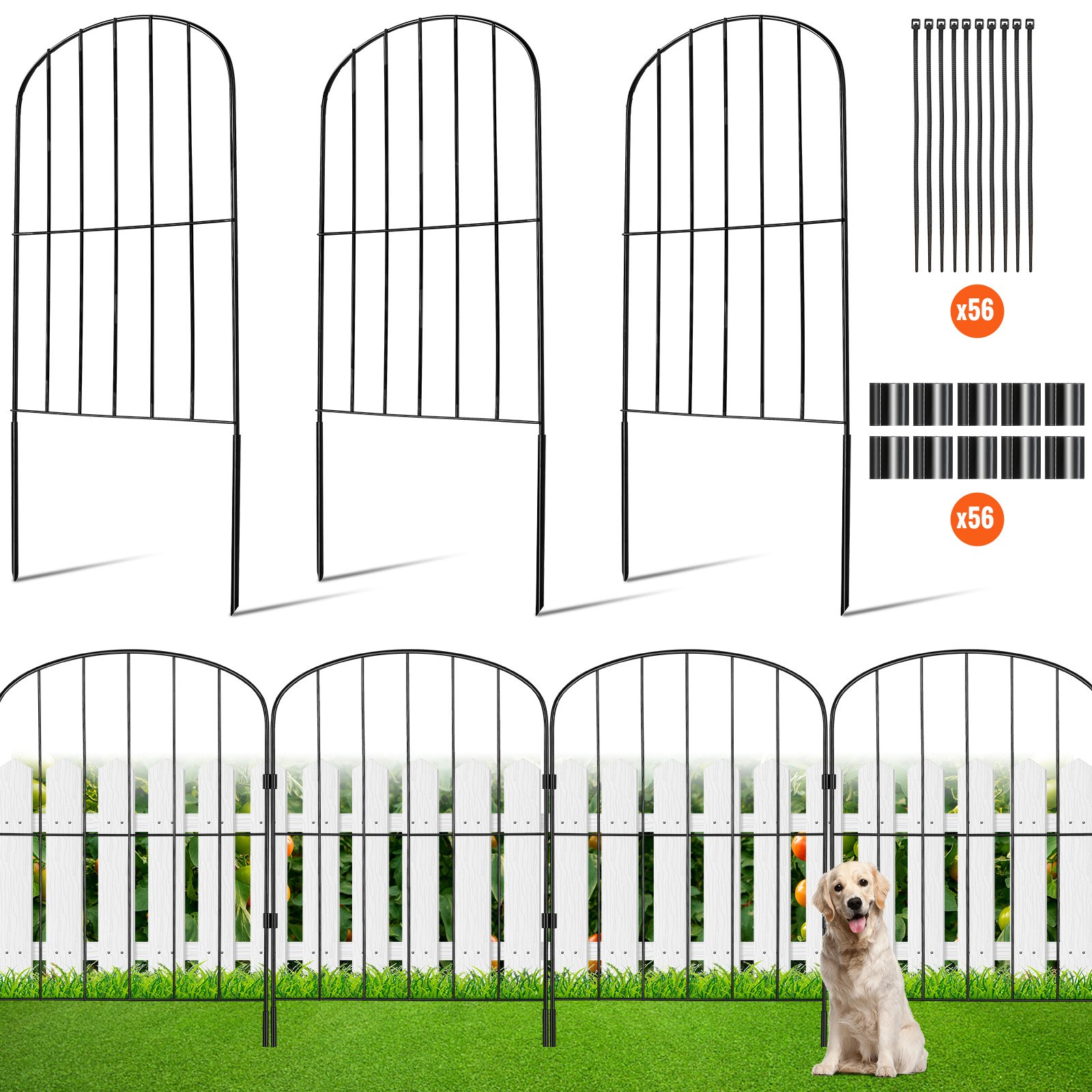 VEVOR Garden Fence, No Dig Fence 24in(H) x30ft(L) Manual