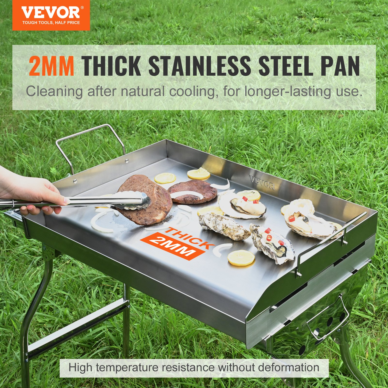 VEVOR Stove Top Griddle, 23.5"x16" Pre-Seasoned Stainless Steel Griddle Manual - Image 2