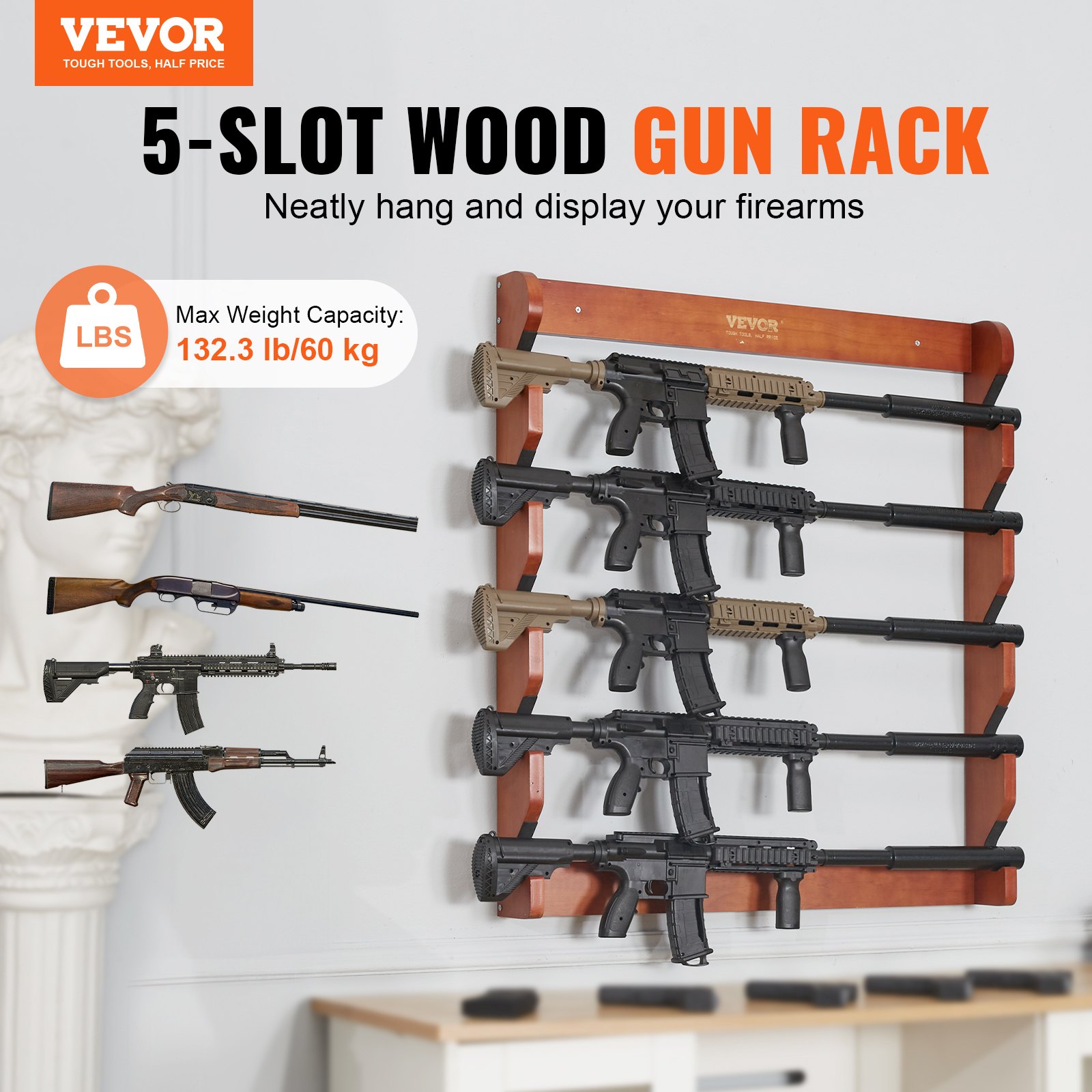 VEVOR Gun Rack holds 5 Rifles Manual - Image 2