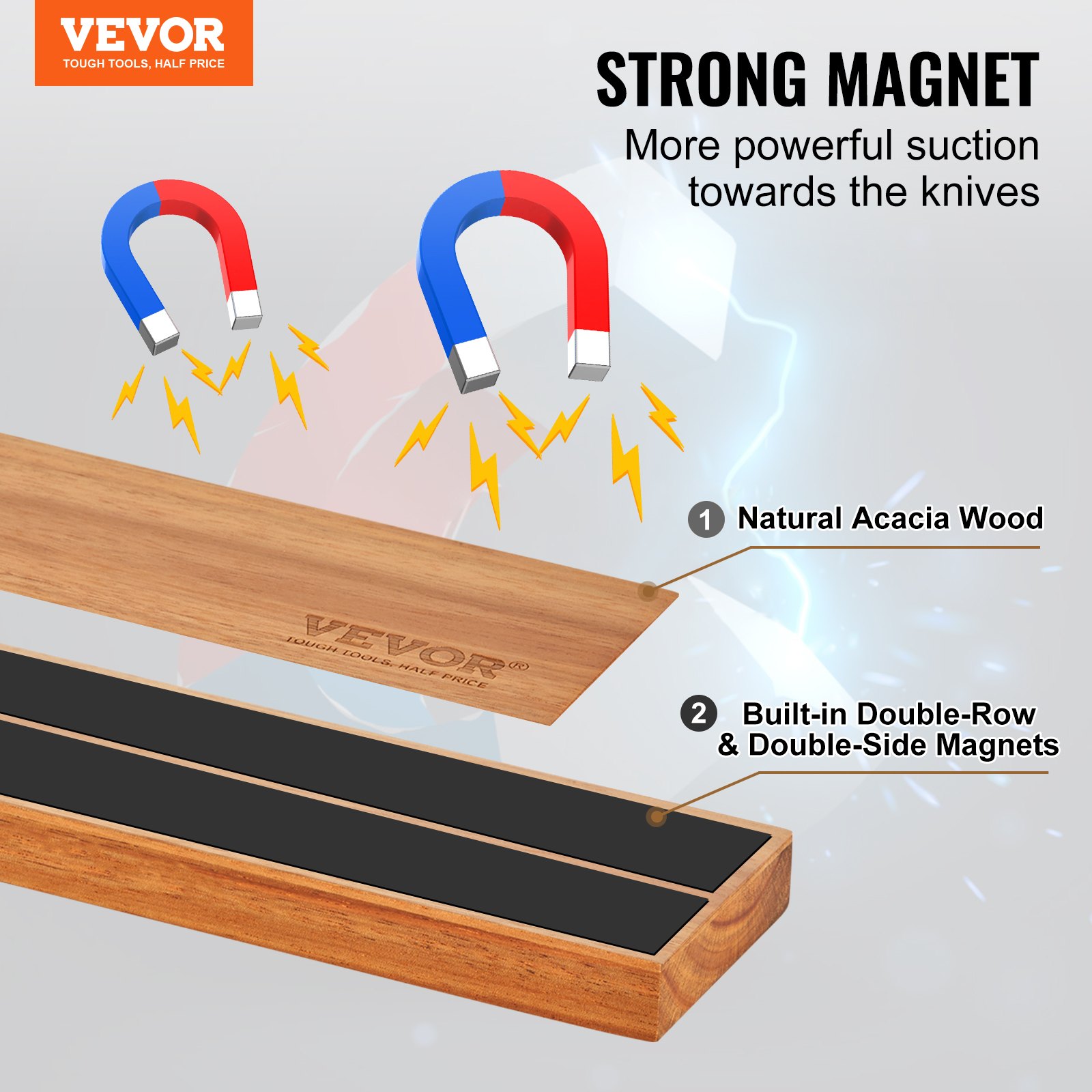 VEVOR Magnetic Knife Holder with Enhanced Strong Magnet, 16" Manual - Image 2