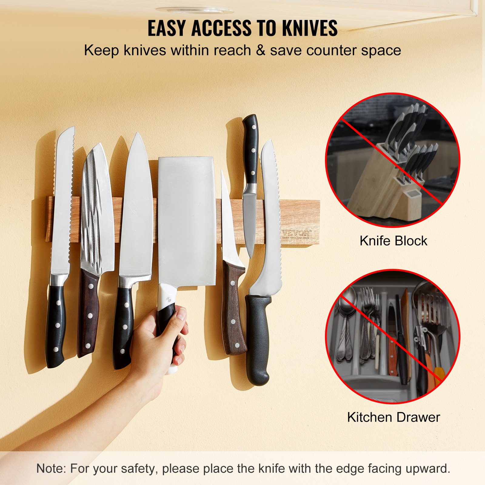 VEVOR Magnetic Knife Holder with Enhanced Strong Magnet, 16" Manual - Image 5
