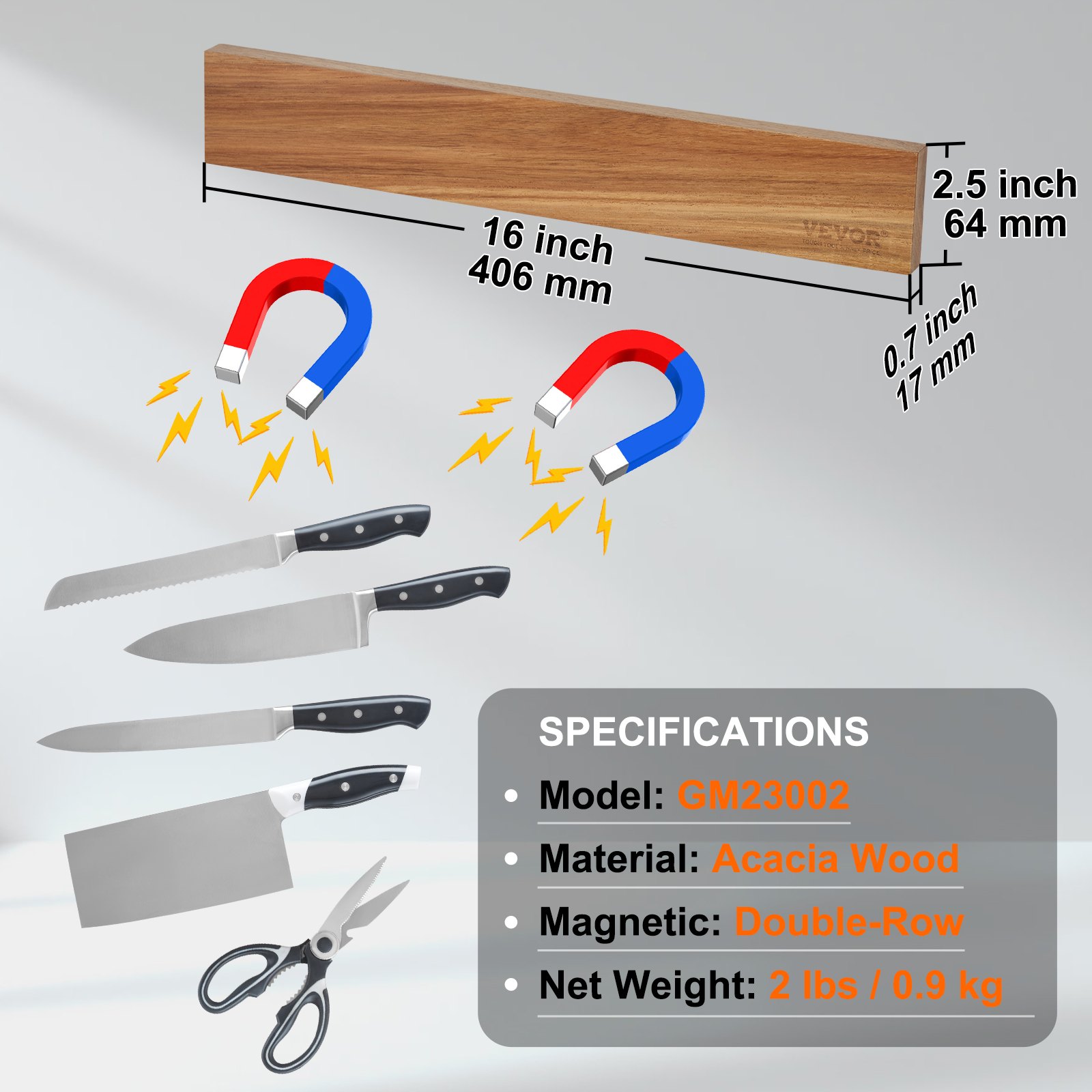 VEVOR Magnetic Knife Holder with Enhanced Strong Magnet, 16" Manual - Image 7
