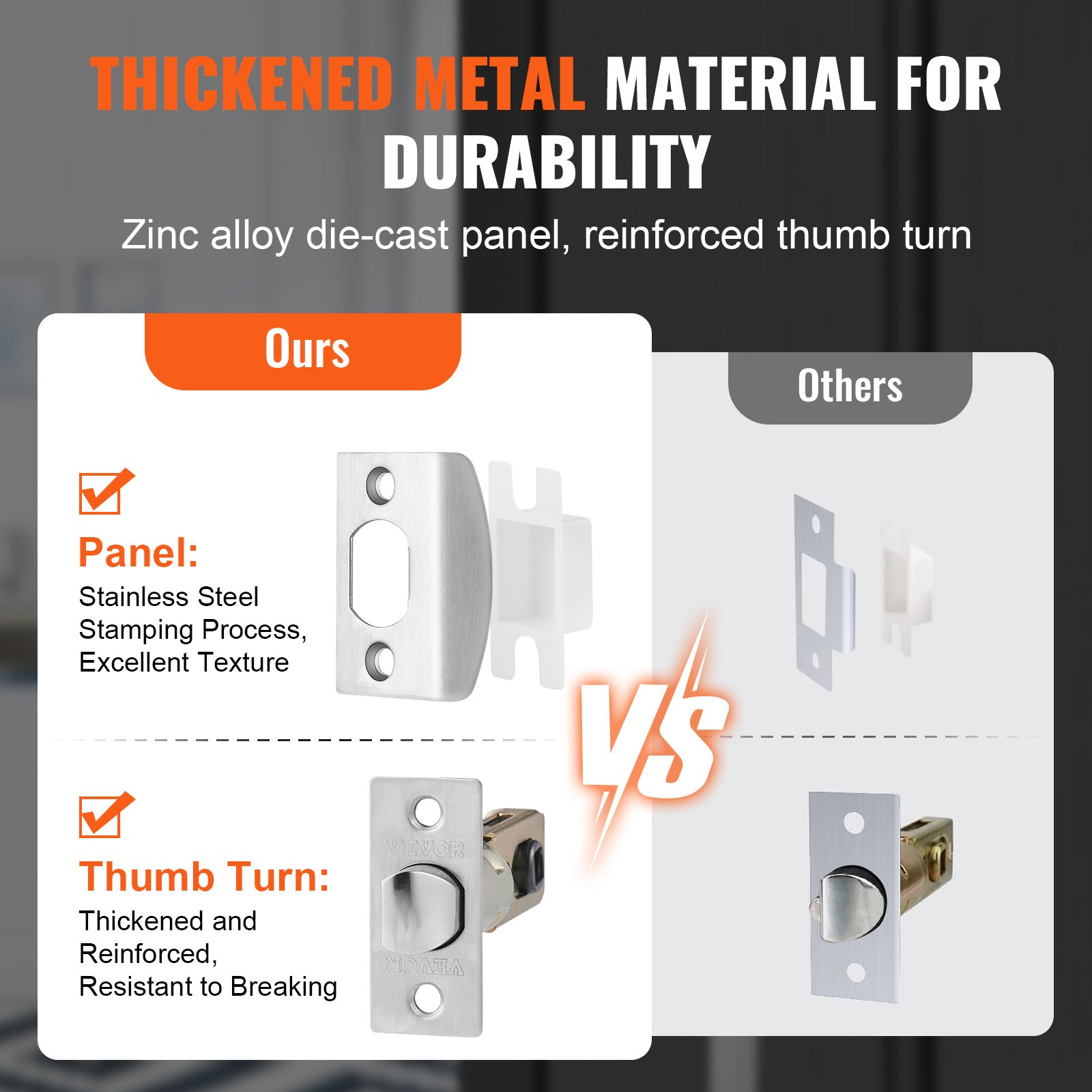 VEVOR Front Door Handle, Satin Nickel Manual - Image 3
