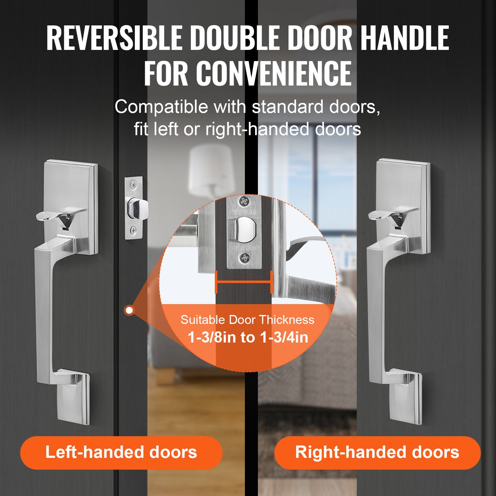 VEVOR Front Door Handle, Satin Nickel Manual - Image 5