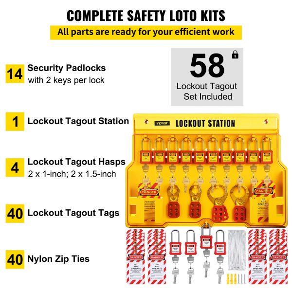 Dispositivo di Blocco Regolabile Blocco Cavo Tagout in Acciaio Inossidabile 4 Gestione Riparazione Foro Chiave