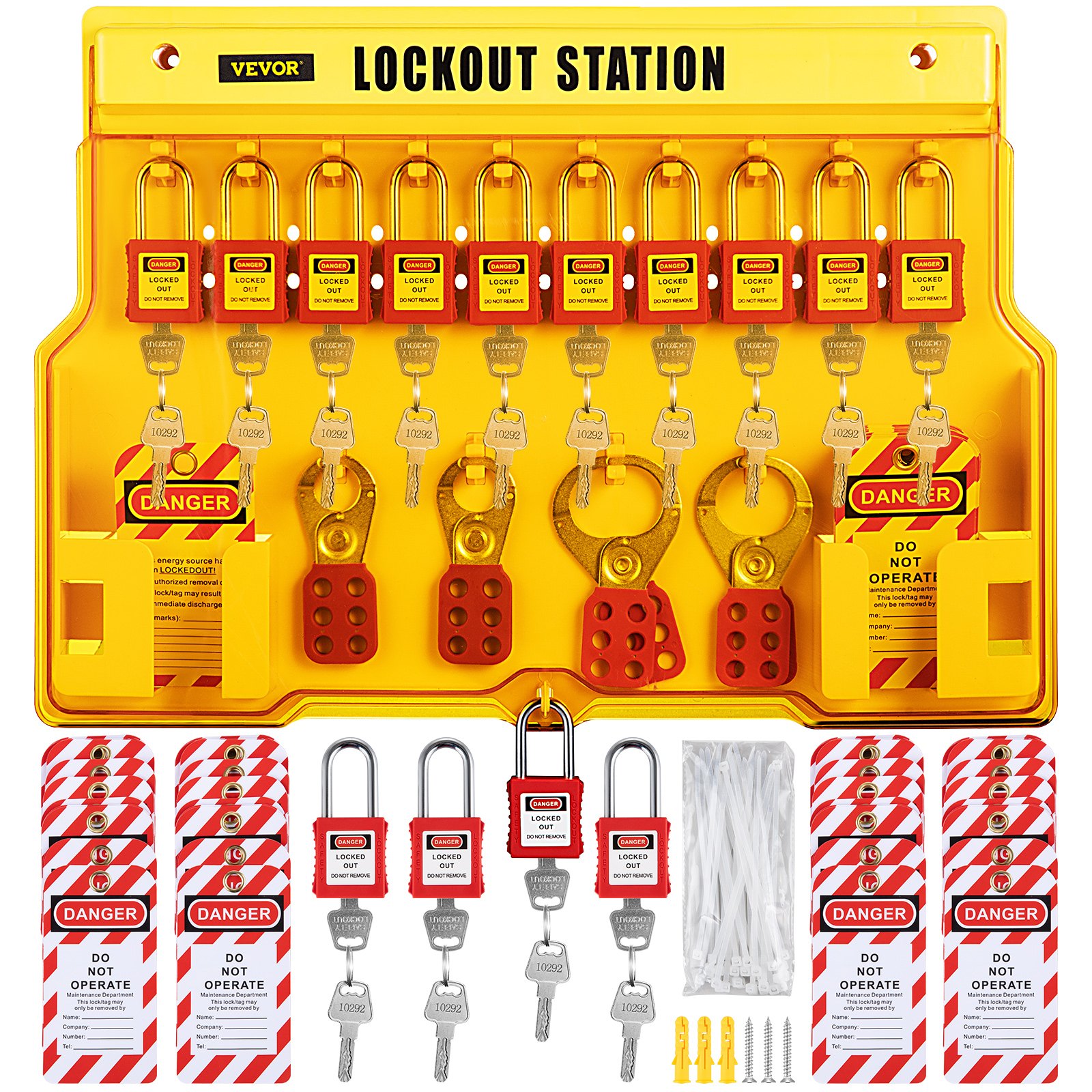 Blocco Cavo Di Sicurezza Tagout Lunghezza 1,8 M Diametro 6 Mm - Autobloccante Con 4 Fori Per Lucchetti, In Nylon E Acciaio Inox, Per Manutenzione E Isolamento Impianti