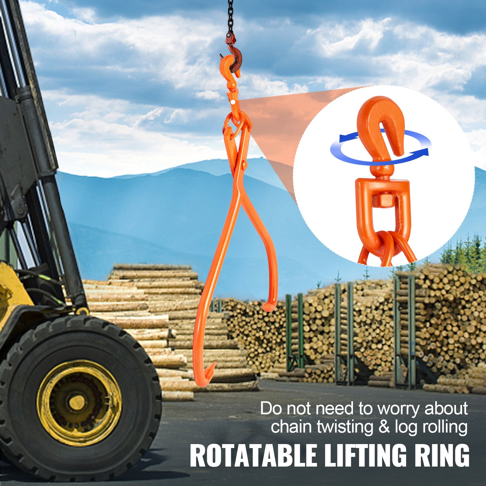 VEVOR Log Skidding Tongs, 32 inch 2 Claw Manual - Image 6