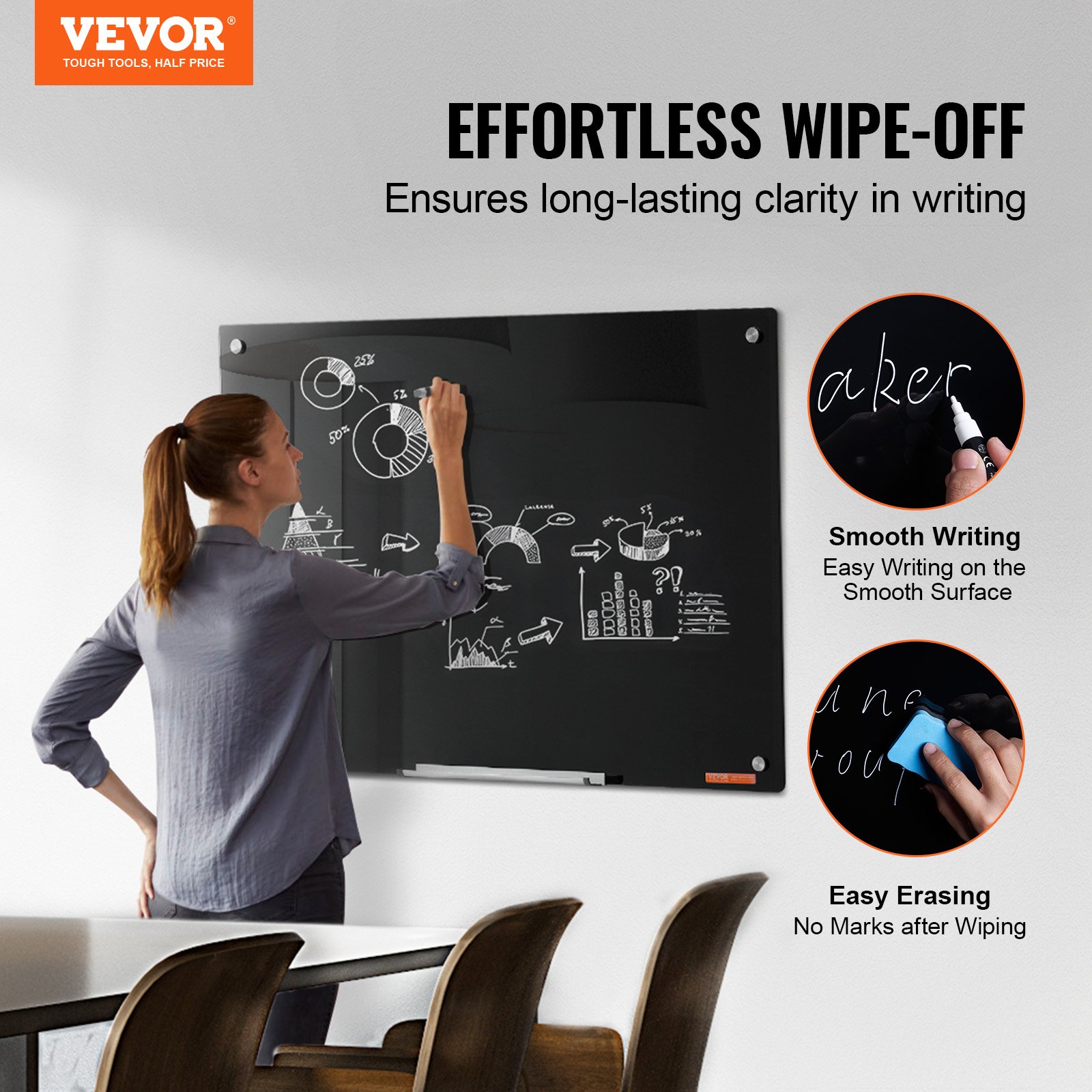 VEVOR Magnetic Glass Whiteboard, 36"x24" Manual - Image 2