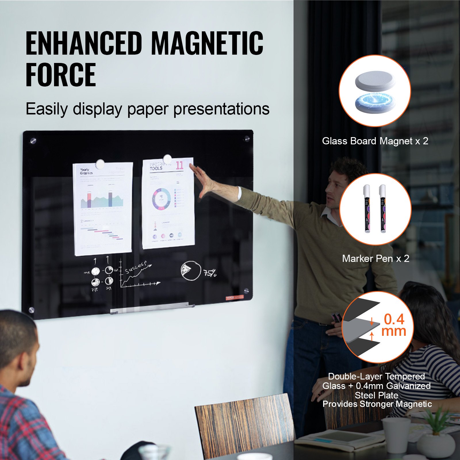 VEVOR Magnetic Glass Whiteboard, 36"x24" Manual - Image 3