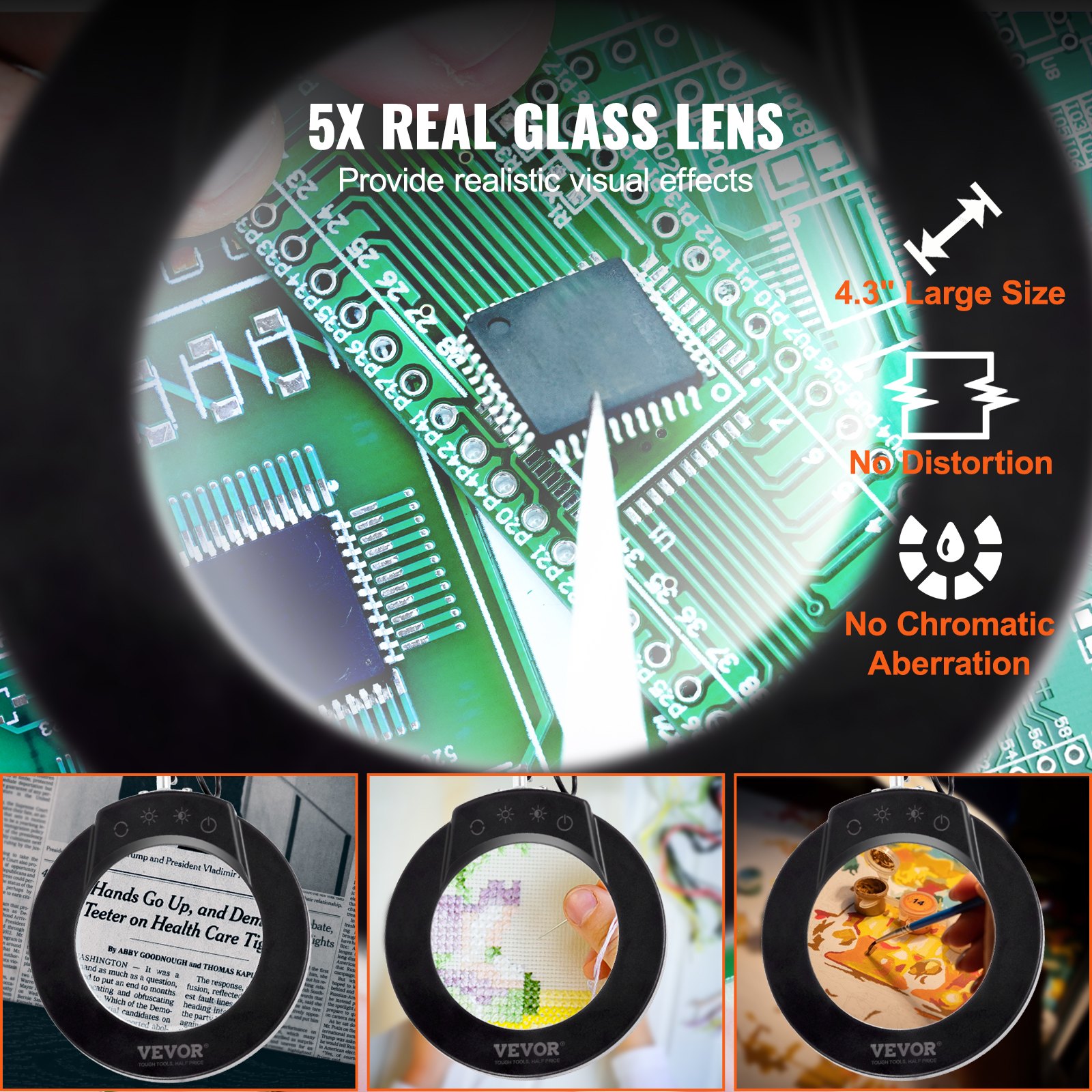 VEVOR Magnifying Glass with Light and Stand Manual - Image 4