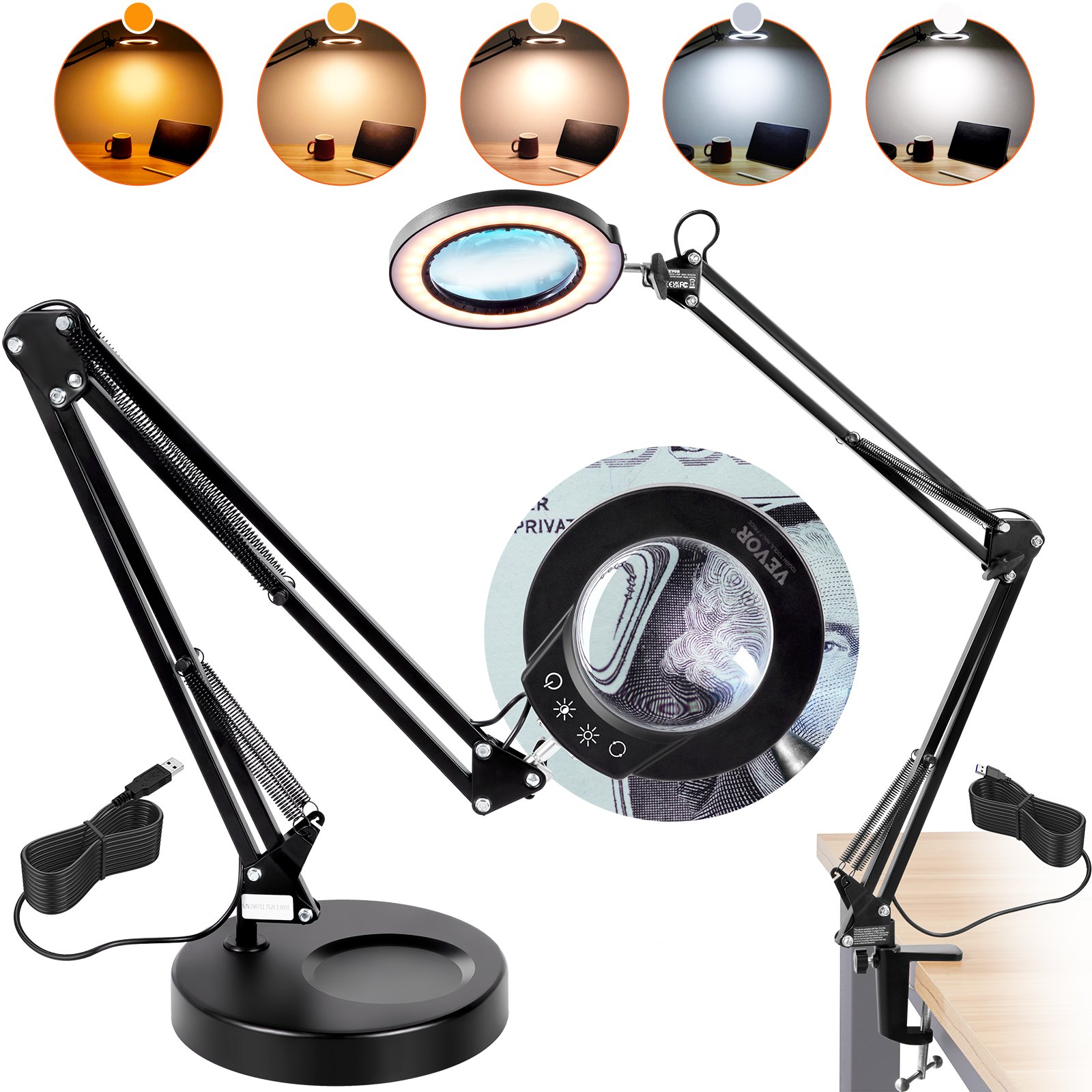 VEVOR Magnifying Glass with Light and Stand Manual