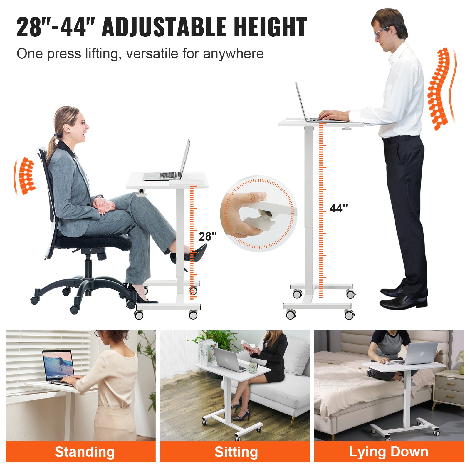Biurko mobilne stojące VEVOR, 28"-44" Instrukcja - Obraz 3