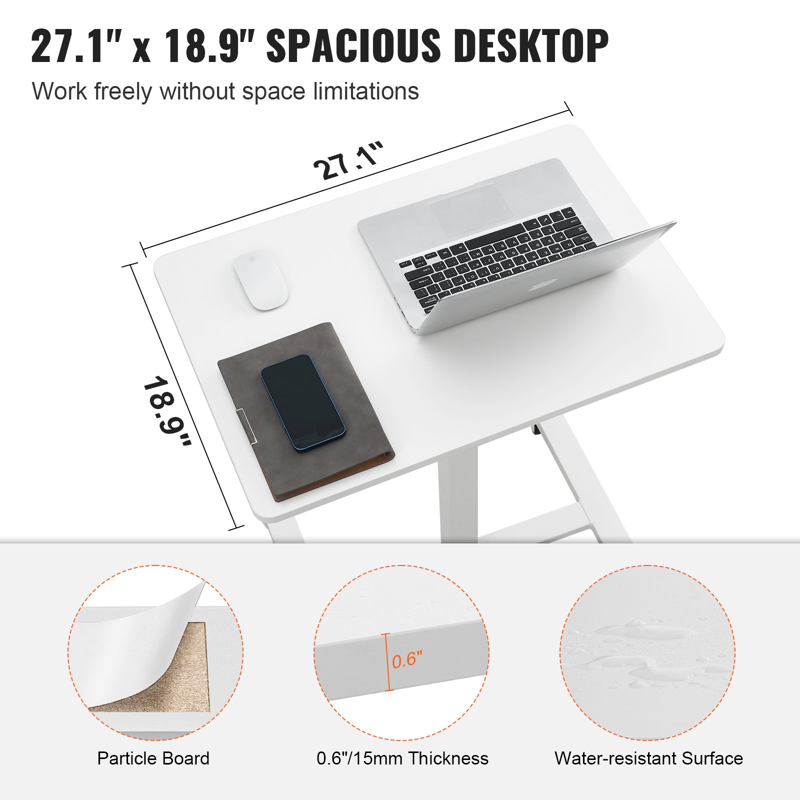 Biurko mobilne stojące VEVOR, 28"-44" Instrukcja - Obraz 6