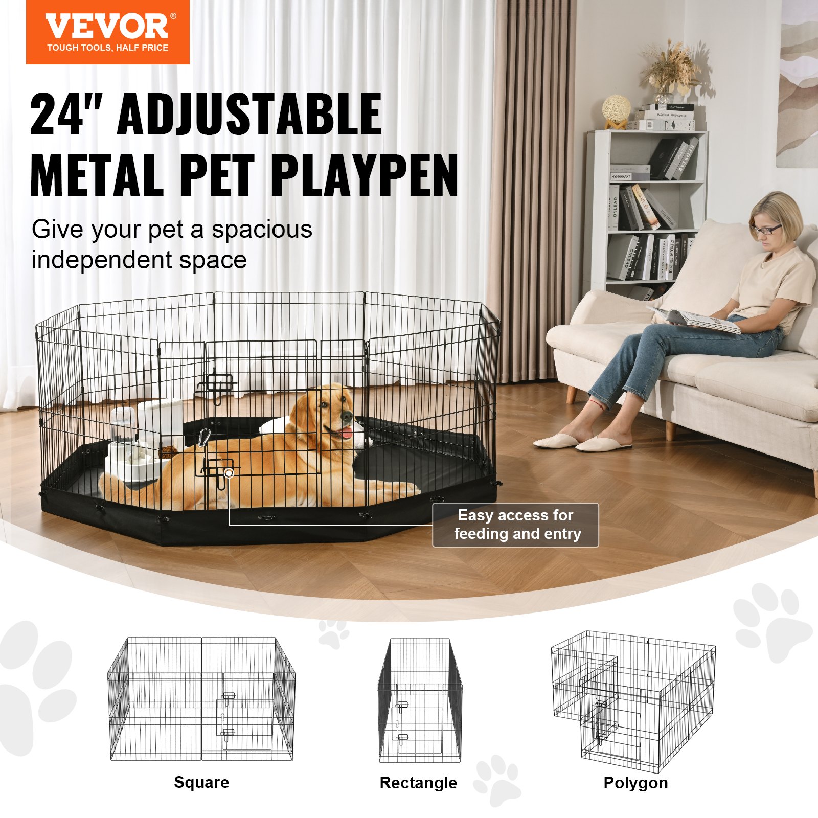 VEVOR Dog Playpen, 8 Panels Manual - Image 2