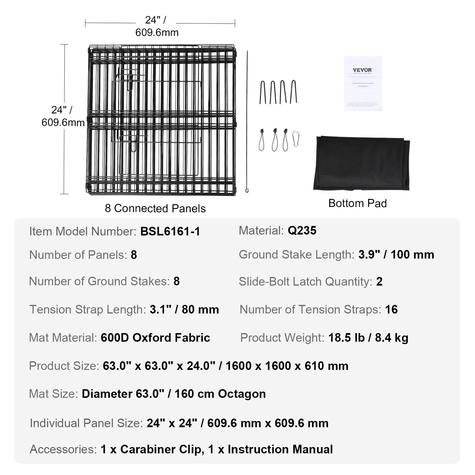 VEVOR Dog Playpen, 8 Panels Manual - Image 7