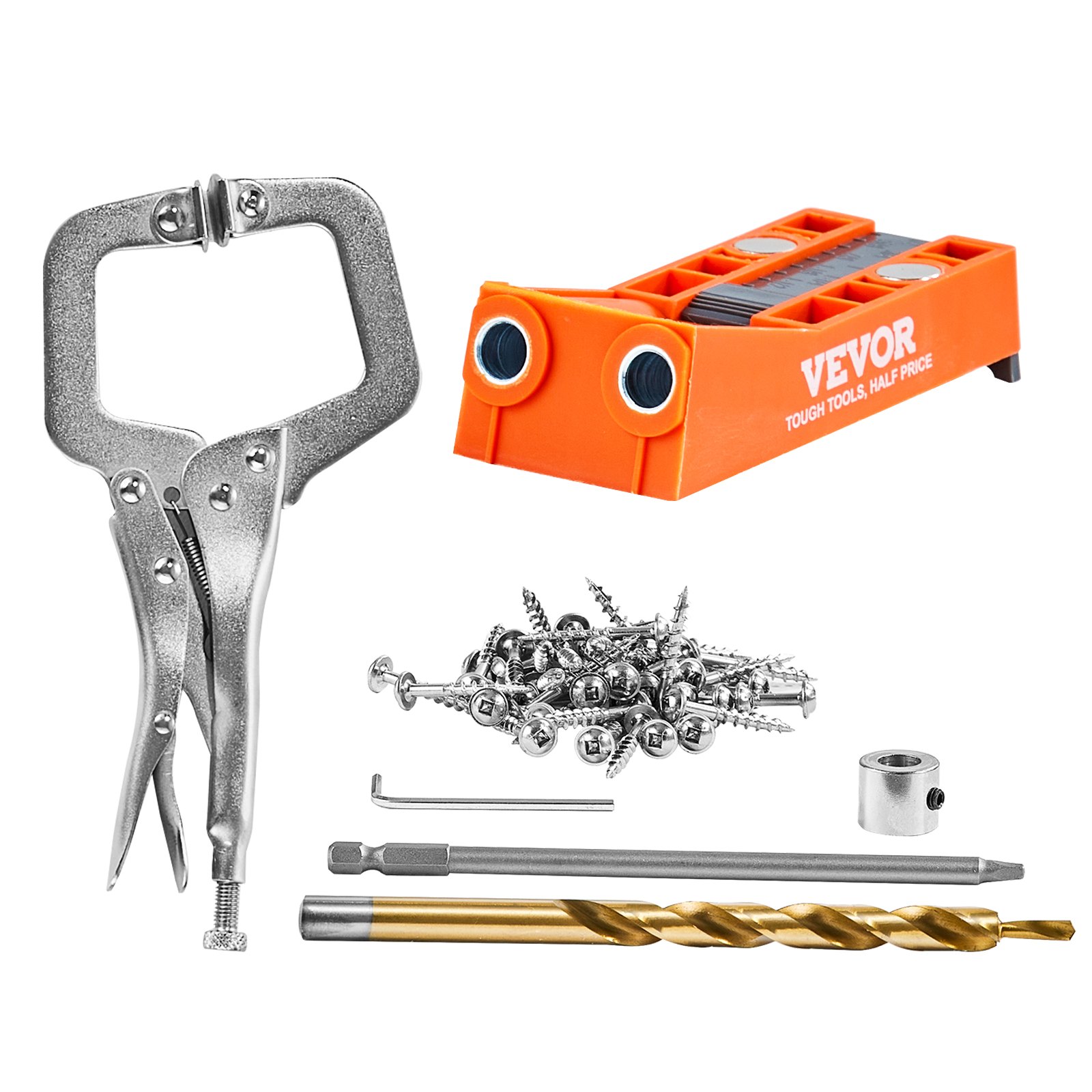 VEVOR Pocket Hole Jig, 56 Pcs Mini Jig Pocket Hole System with 9" C-clamp Manual