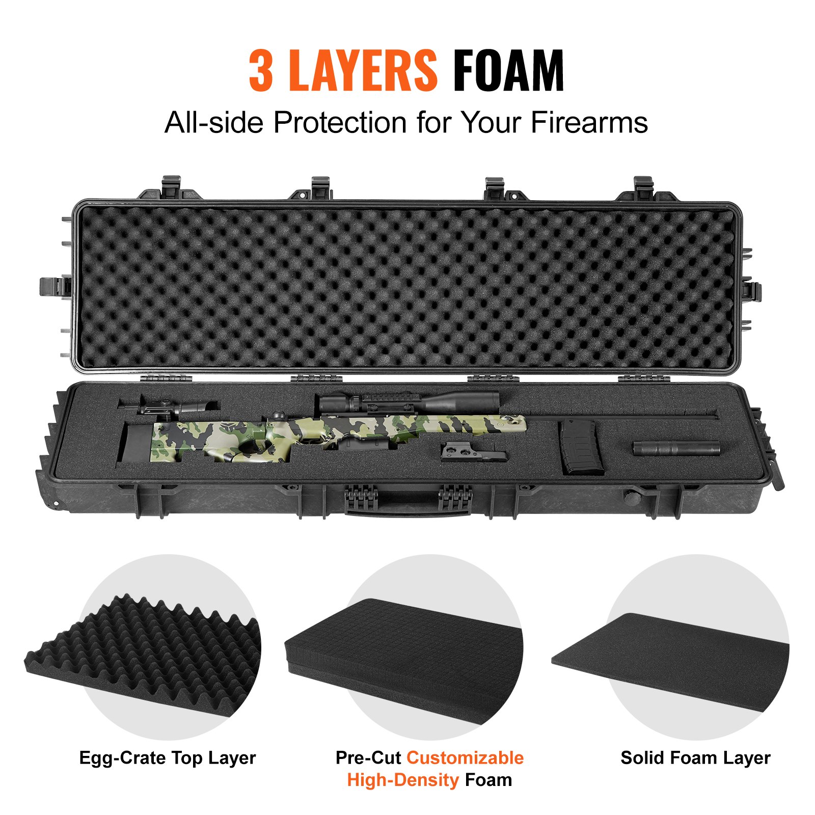 VEVOR Tactical Range Case, with 3 Layers Fully-protective